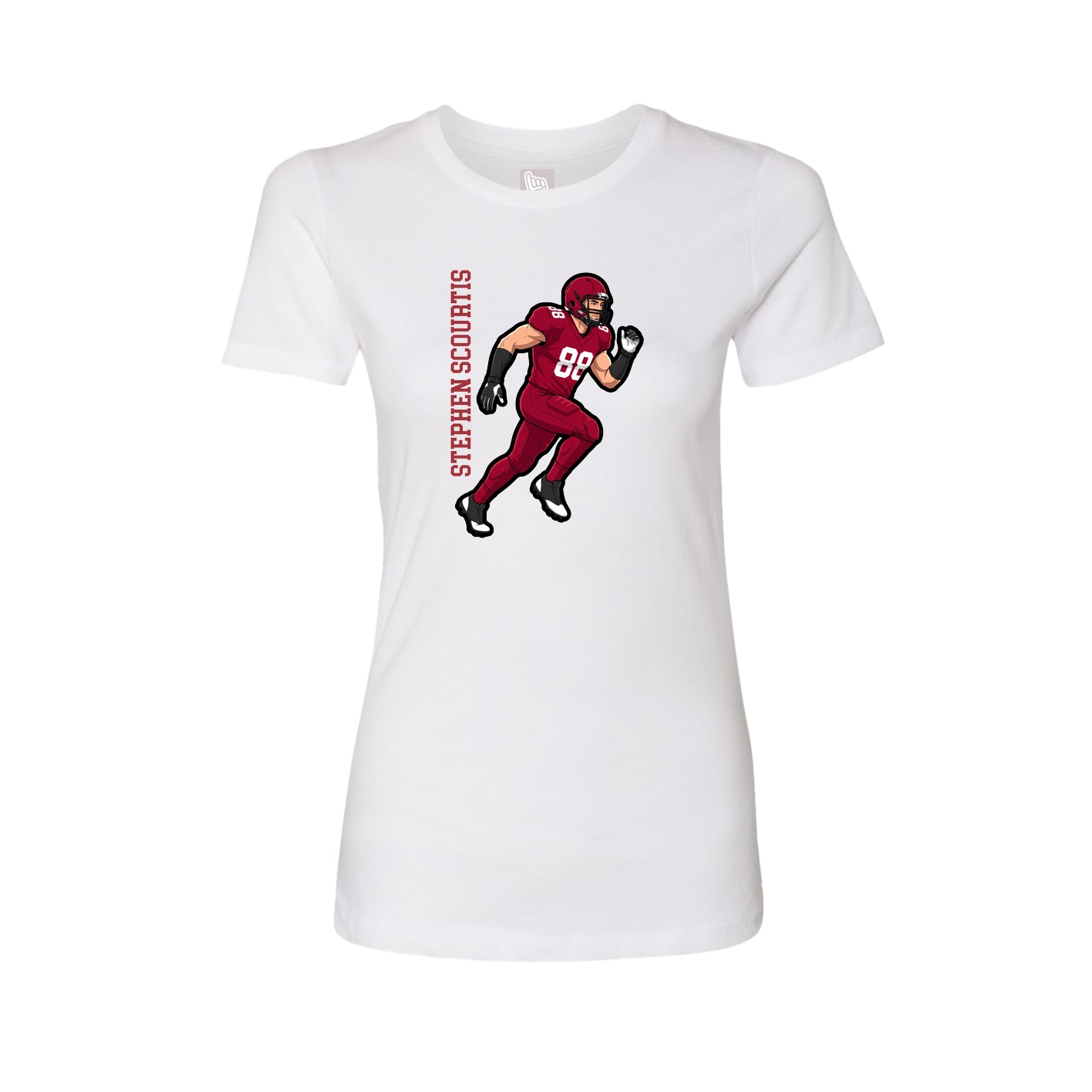 Fitted Women's Tee — Name Vertical in White