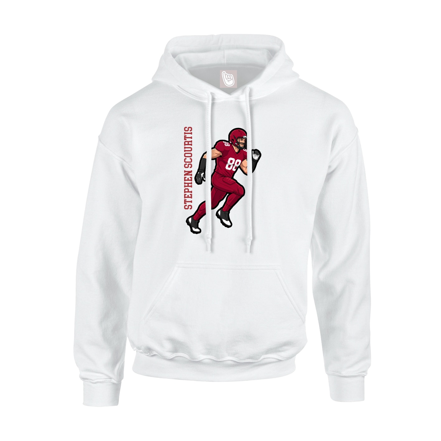 Youth Hoodie — Name Vertical in White