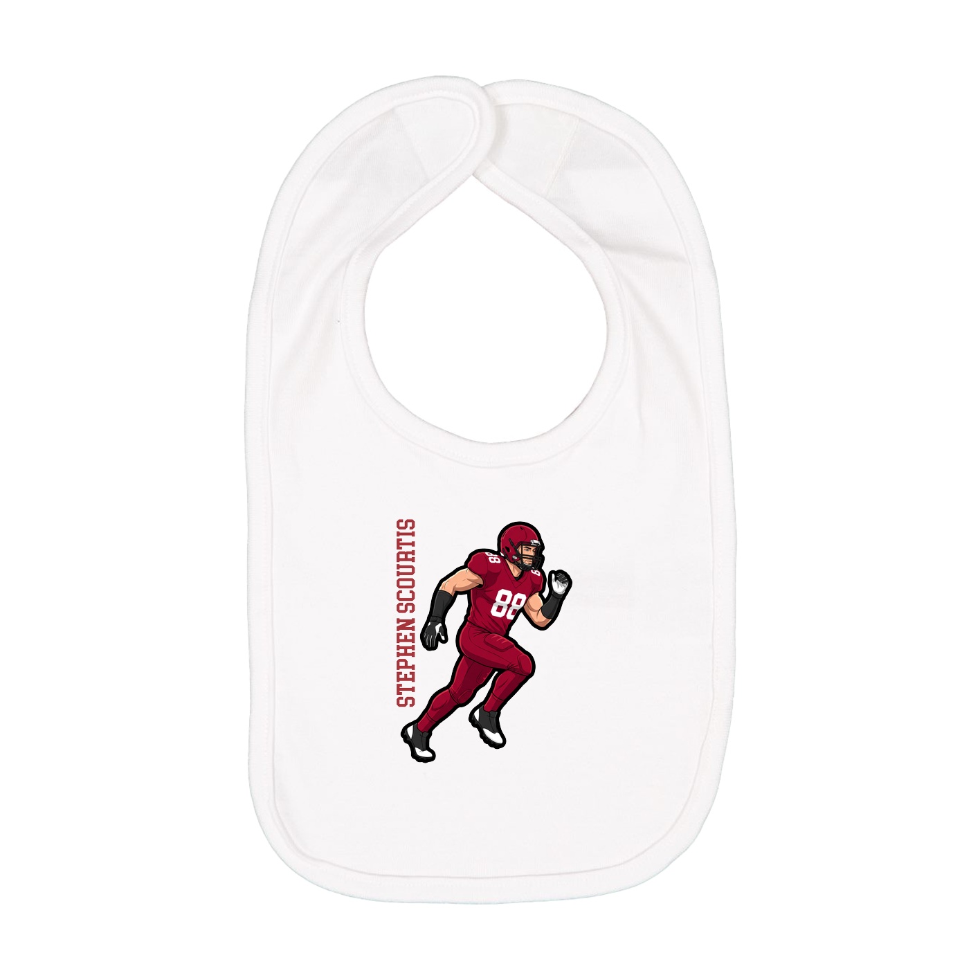 Infant Bib — Name Vertical in White