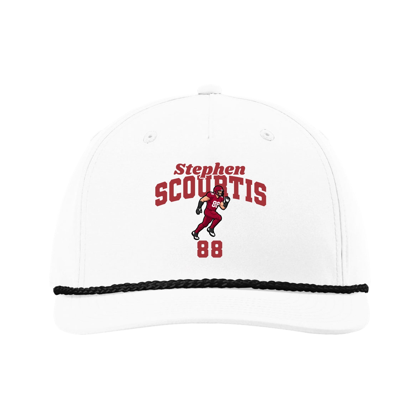 Five-Panel Classic Rope Cap — Signature Arch in White