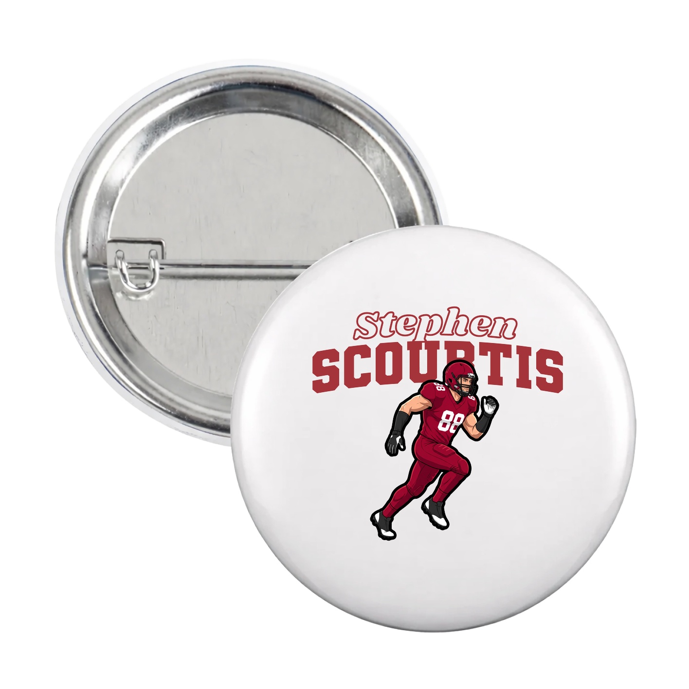 Game Day Button — Name Arch in White