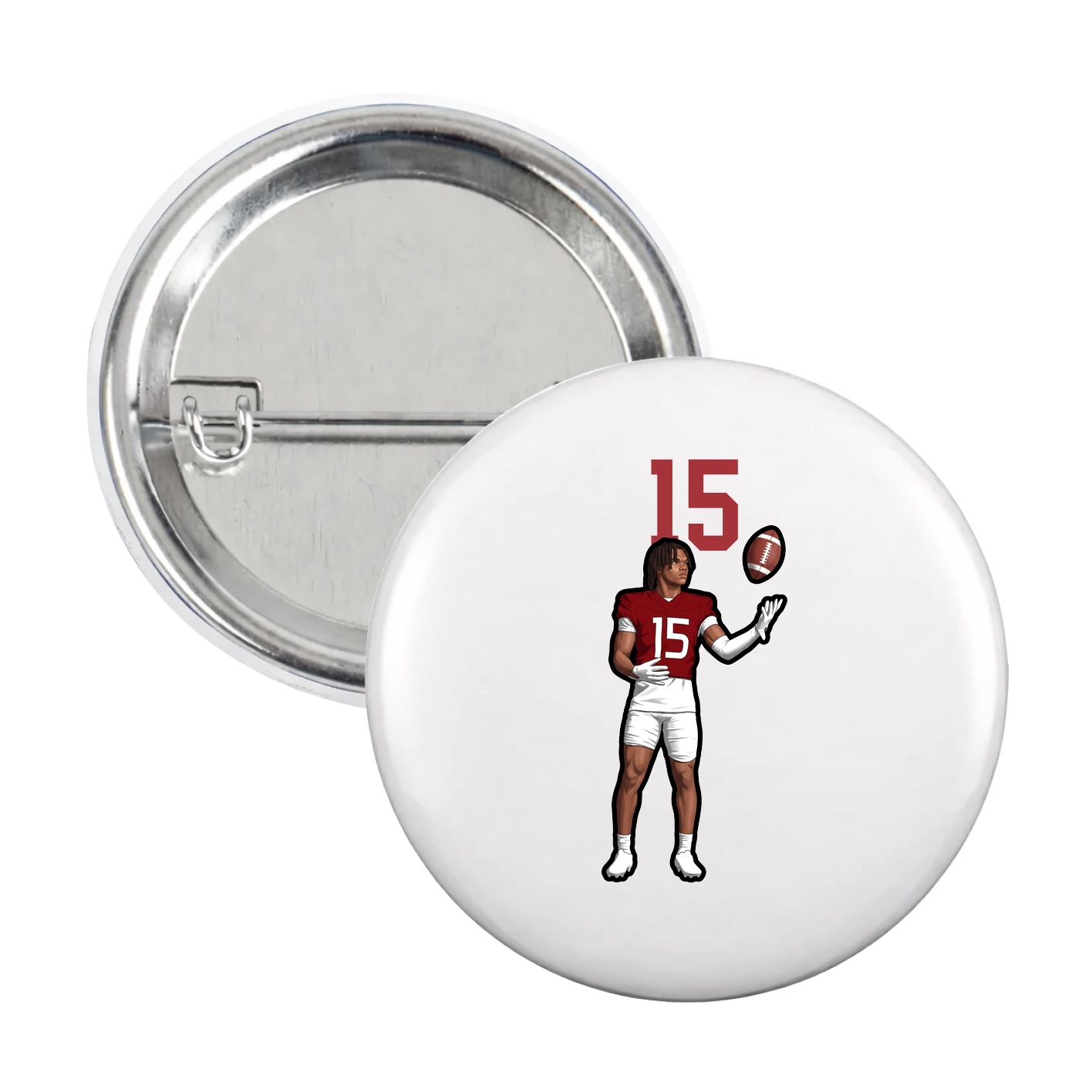 Game Day Button — Number Top in White