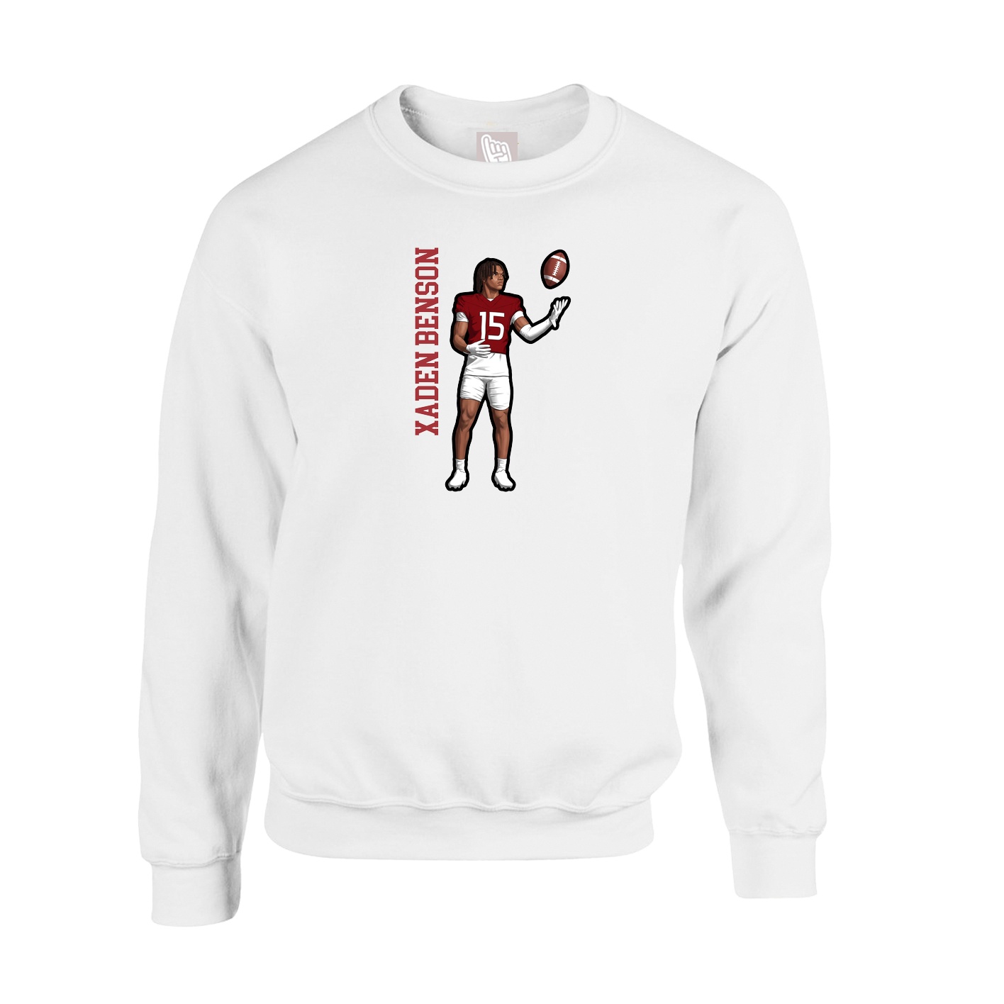 Fleece Crew — Name Vertical in White