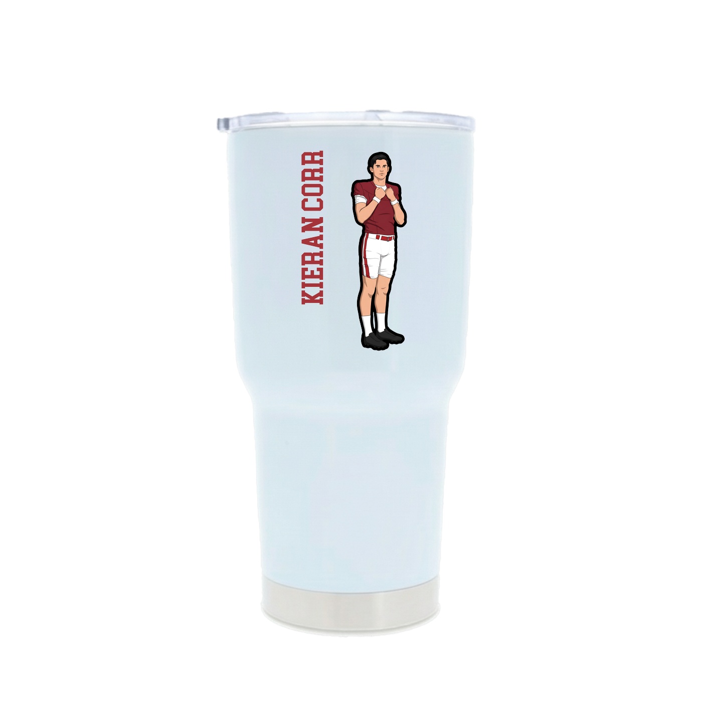 30oz Stainless Steel Tumbler — Name Vertical in White