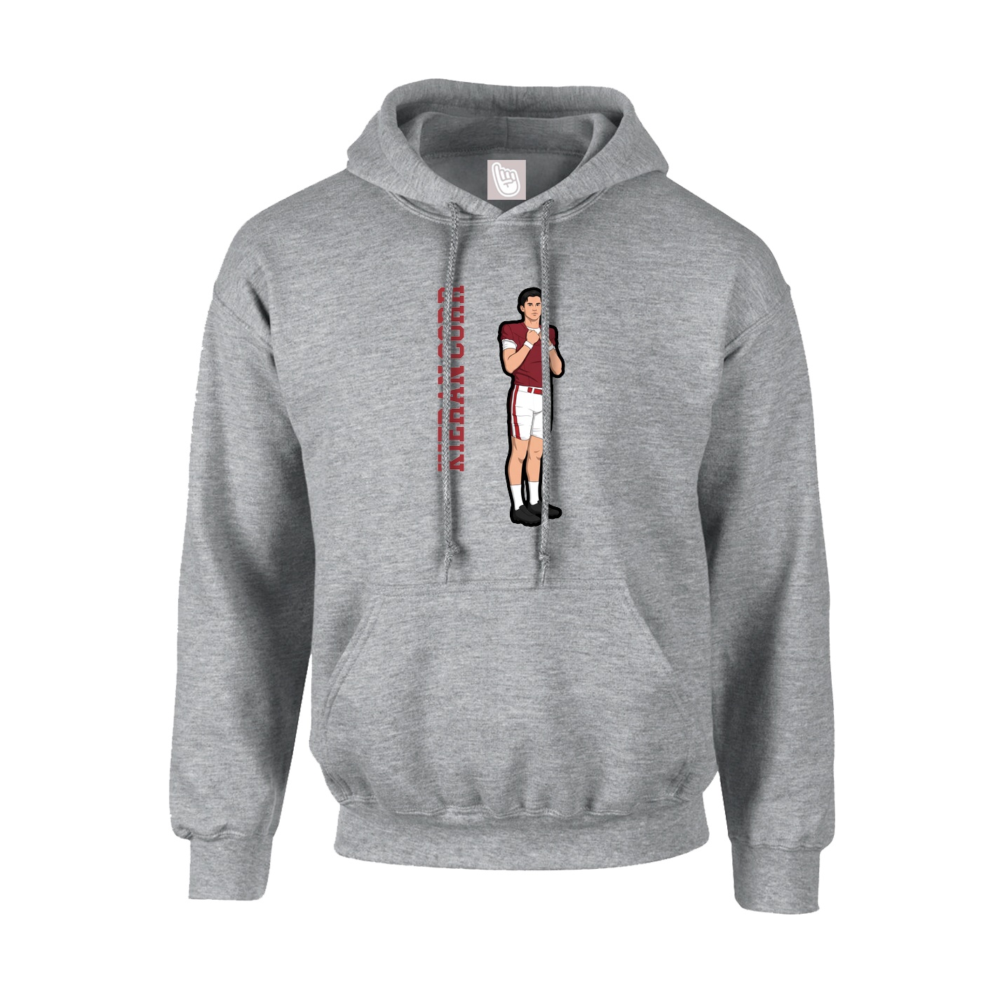 Youth Hoodie — Name Vertical in Grey