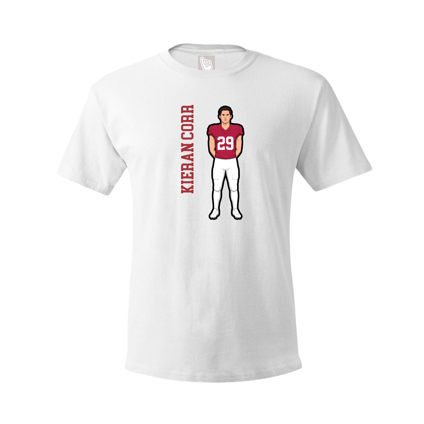 Youth Tee — Name Vertical in White