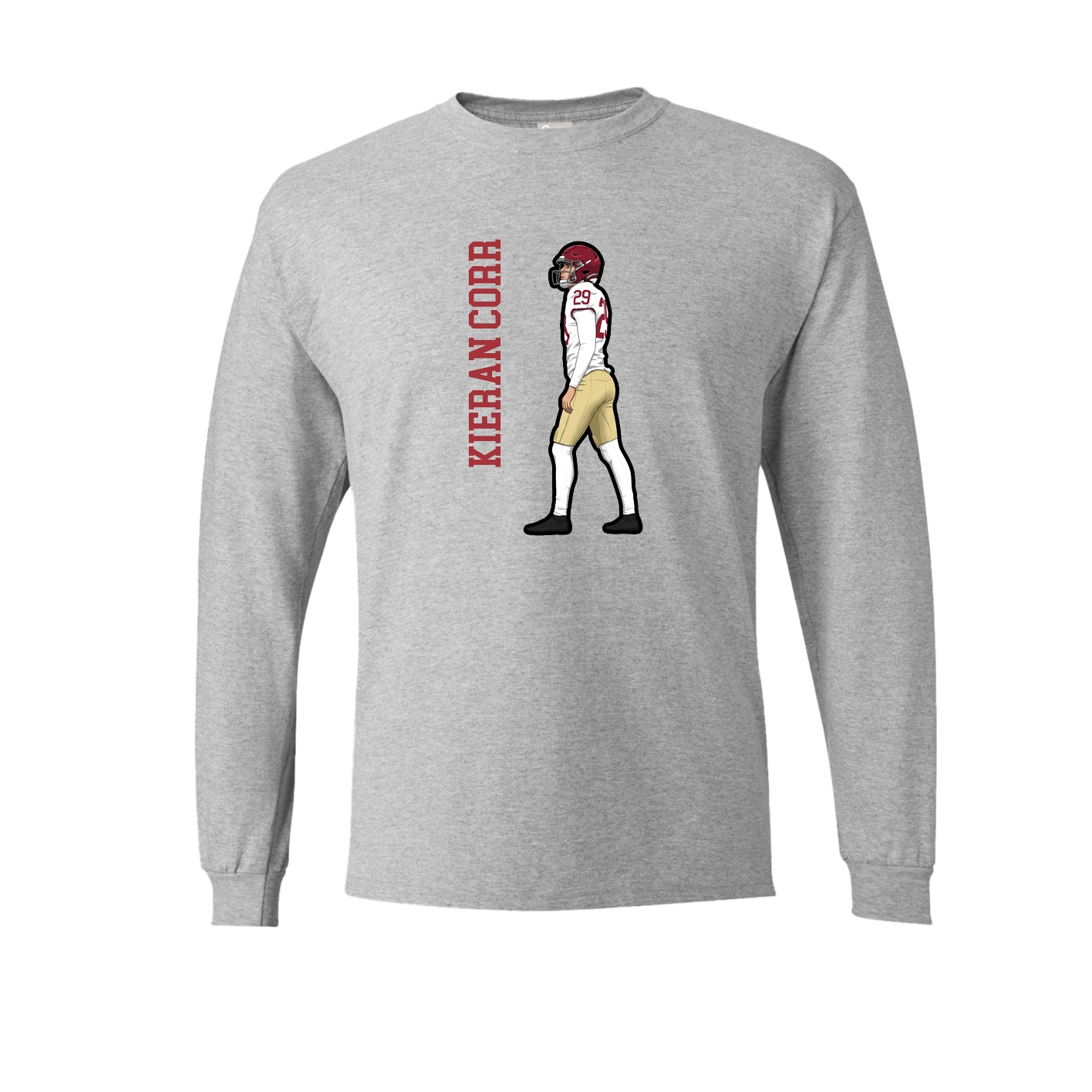 Long Sleeve Tee — Name Vertical in Grey