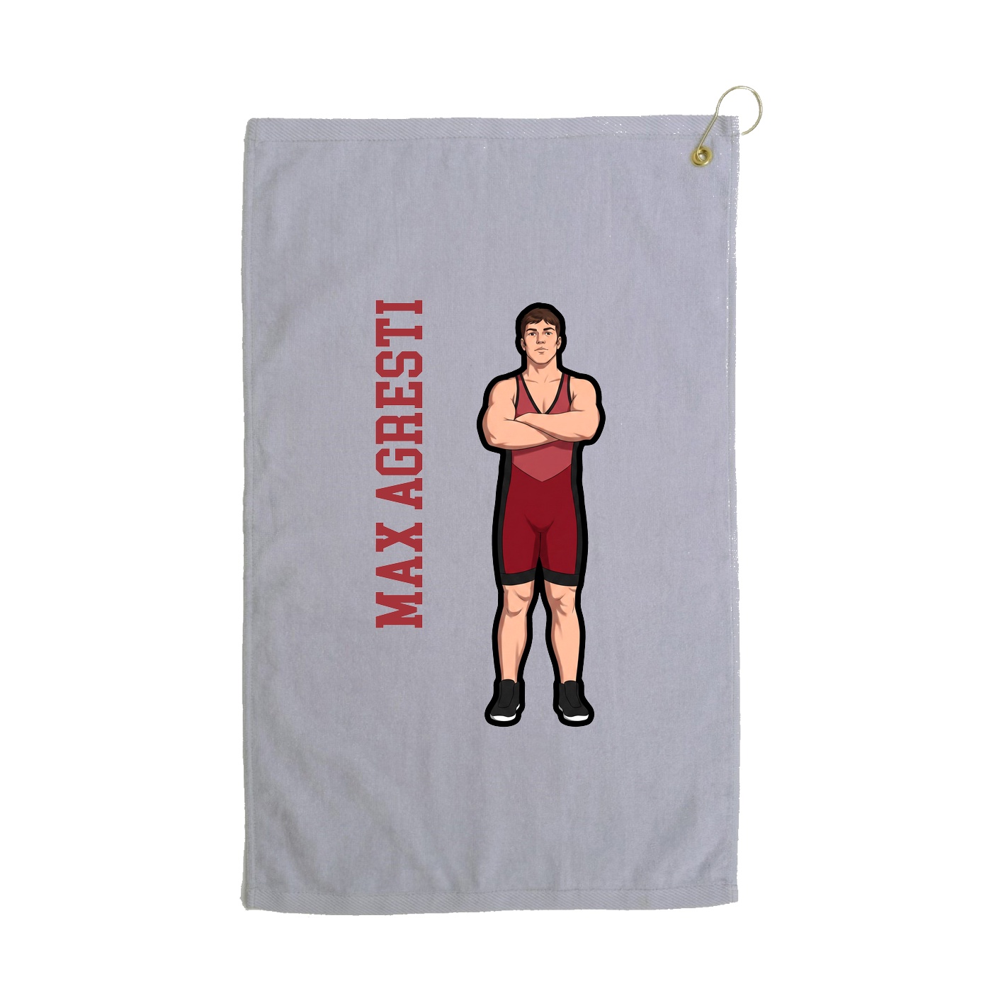 Golf Towel — Name Vertical in Grey