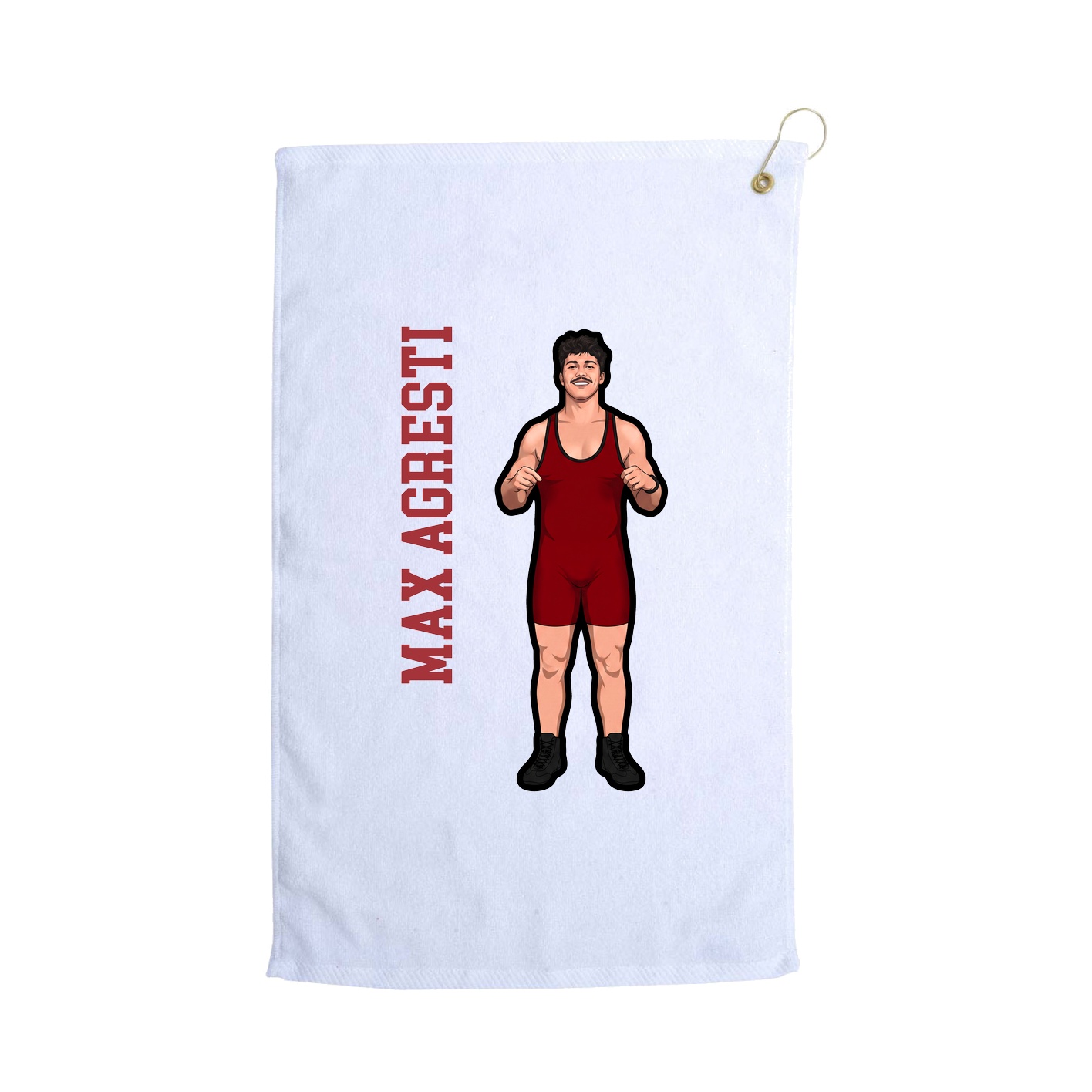Golf Towel — Name Vertical in White