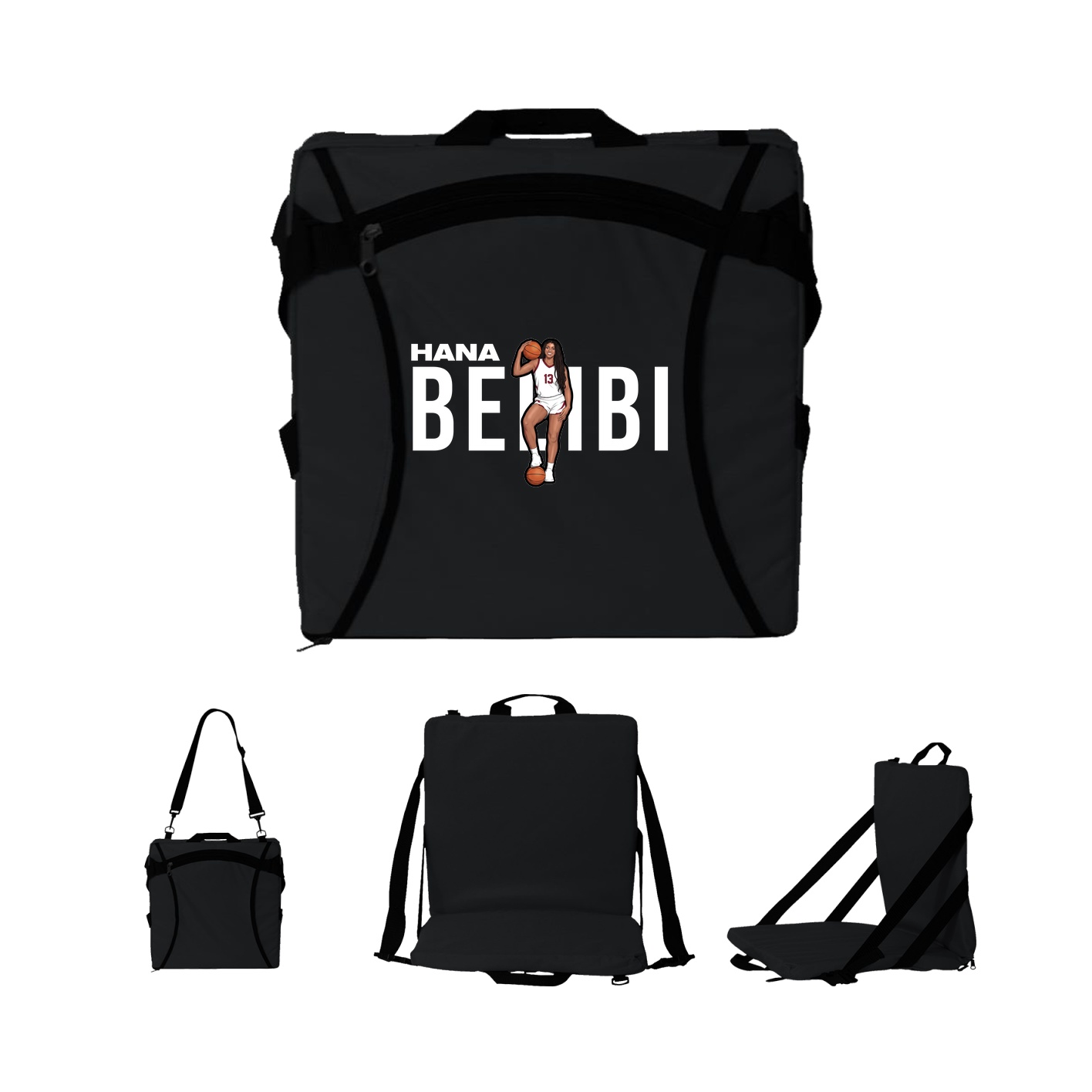Folding Stadium Seat — Player Name in Black