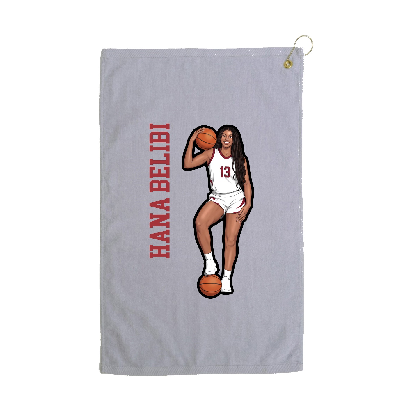 Golf Towel — Name Vertical in Grey