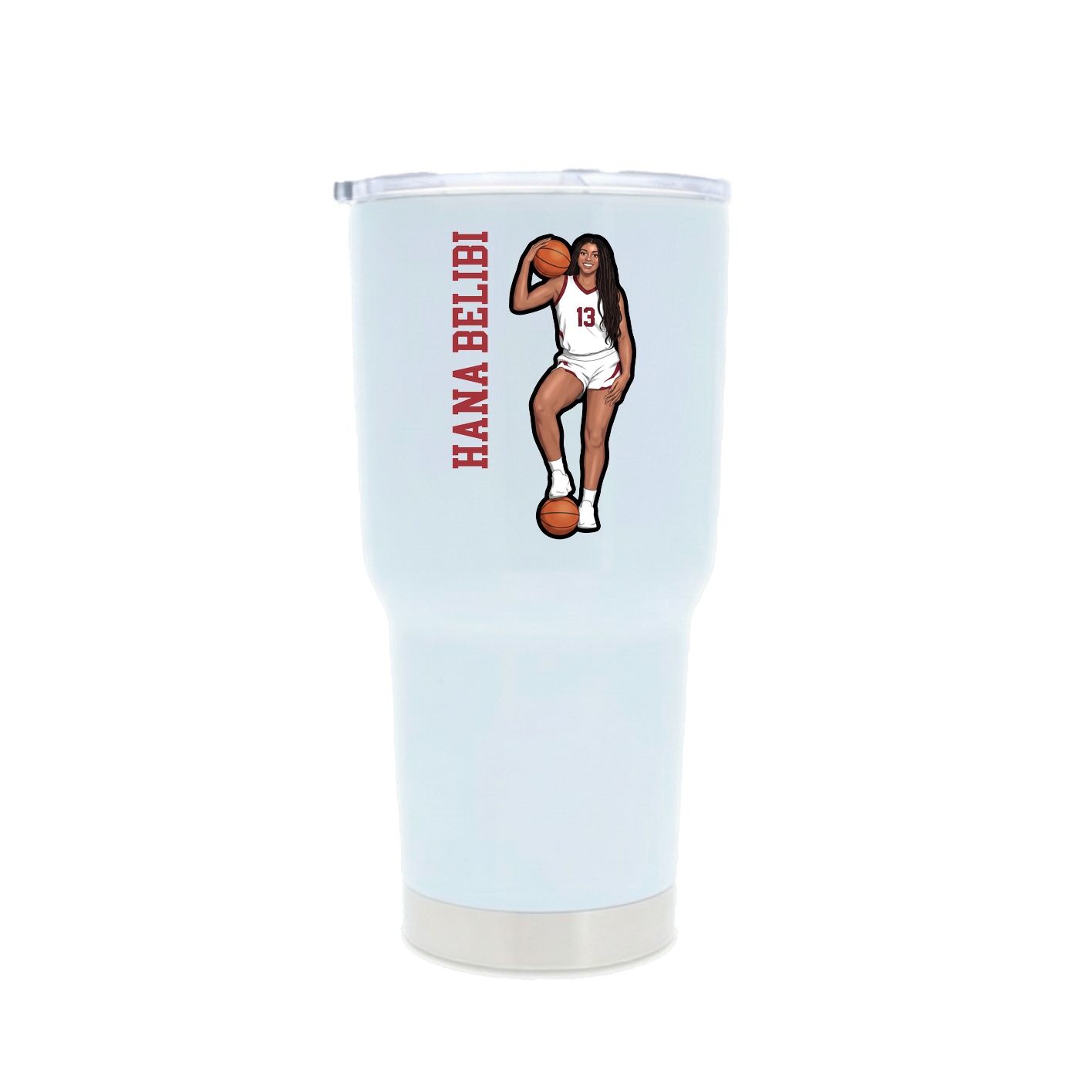 30oz Stainless Steel Tumbler — Name Vertical in White