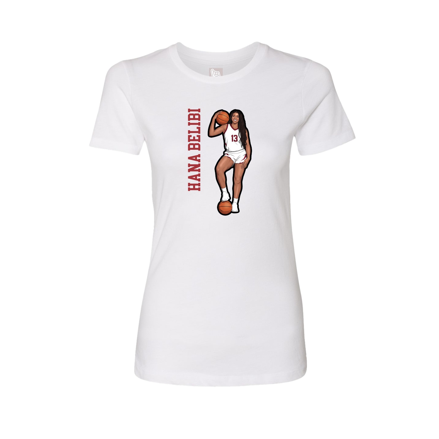 Fitted Women's Tee — Name Vertical in White