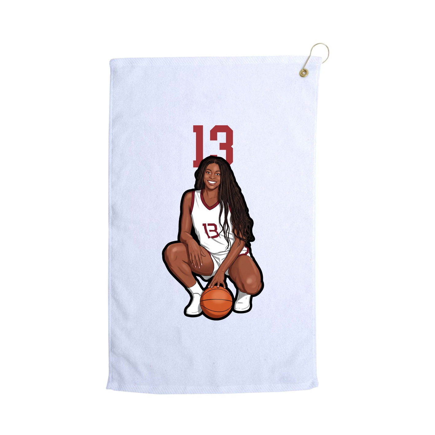 Golf Towel — Number Top in White
