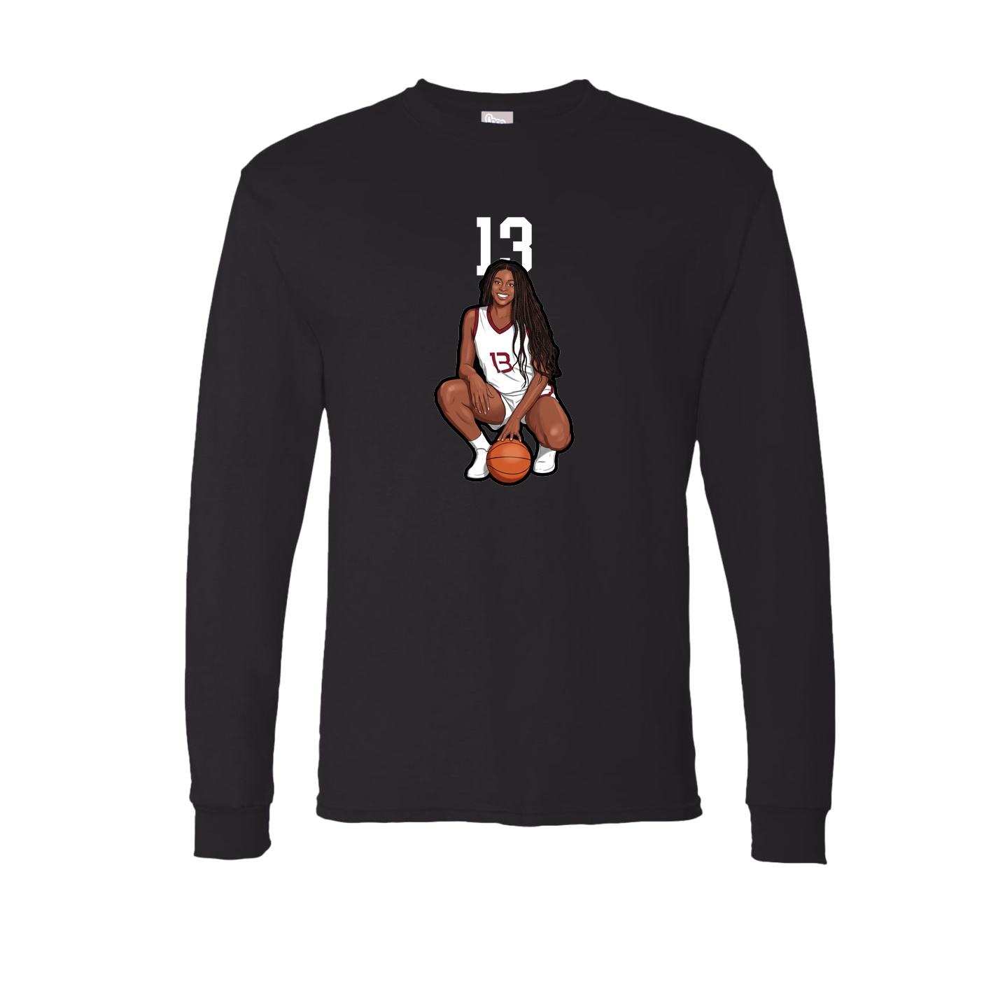 Long Sleeve Tee — Number Top in Black