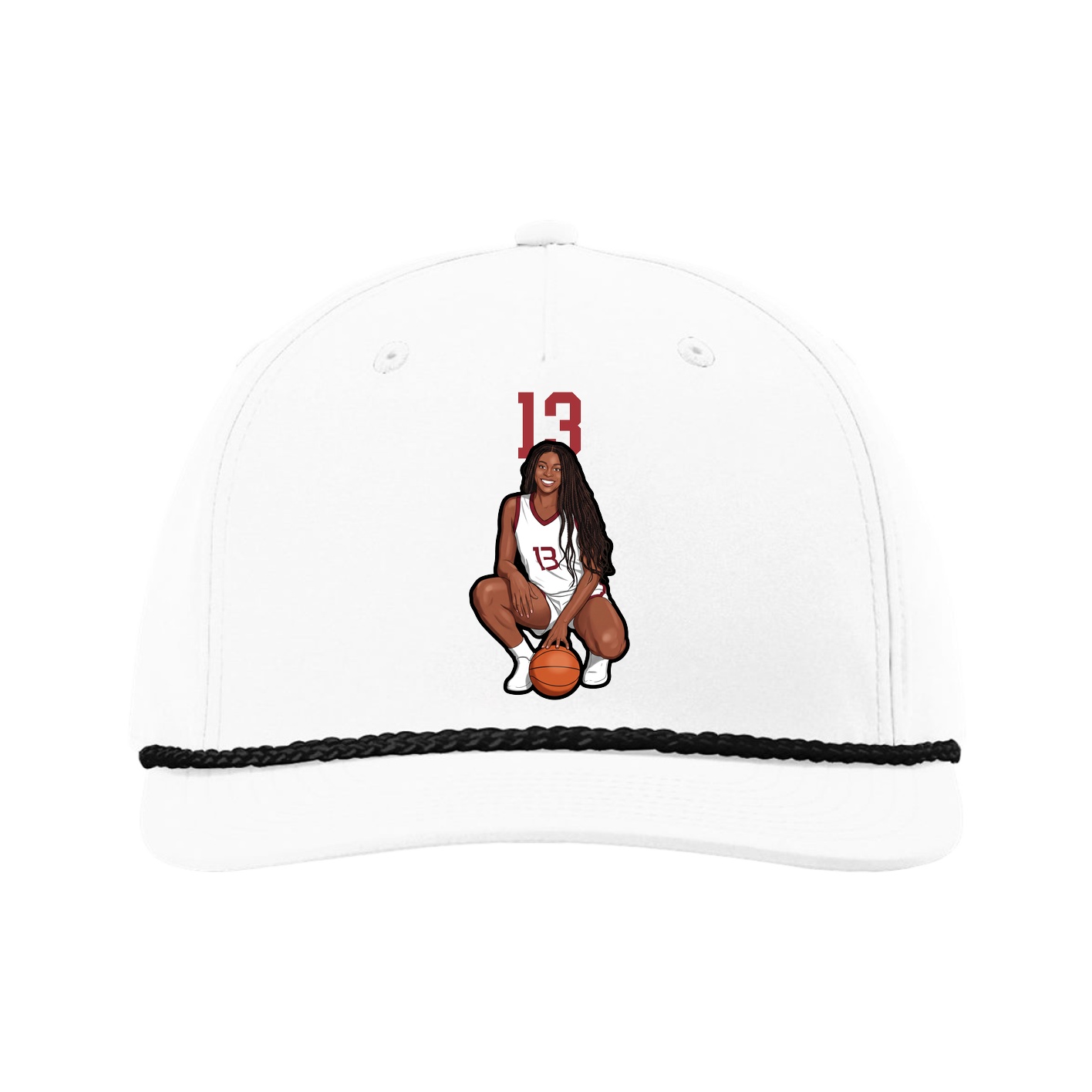 Five-Panel Classic Rope Cap — Number Top in White