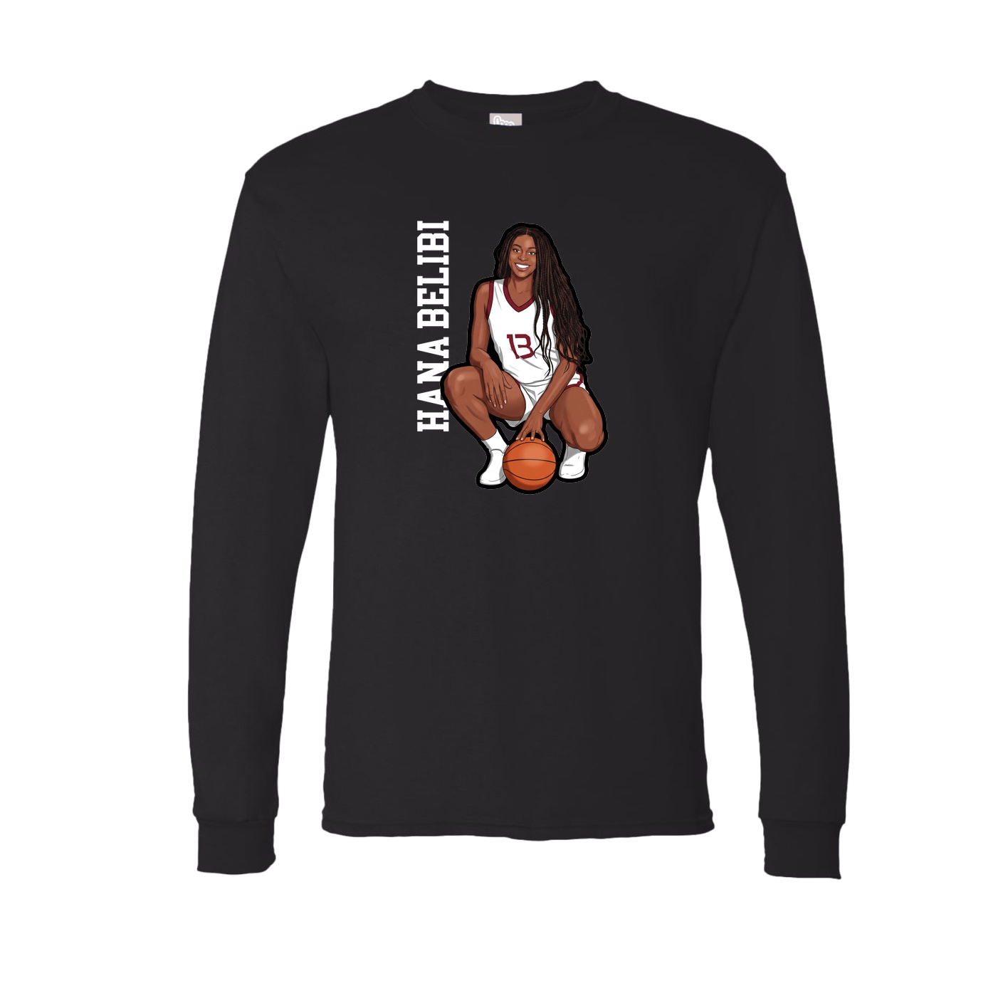 Long Sleeve Tee — Name Vertical in Black