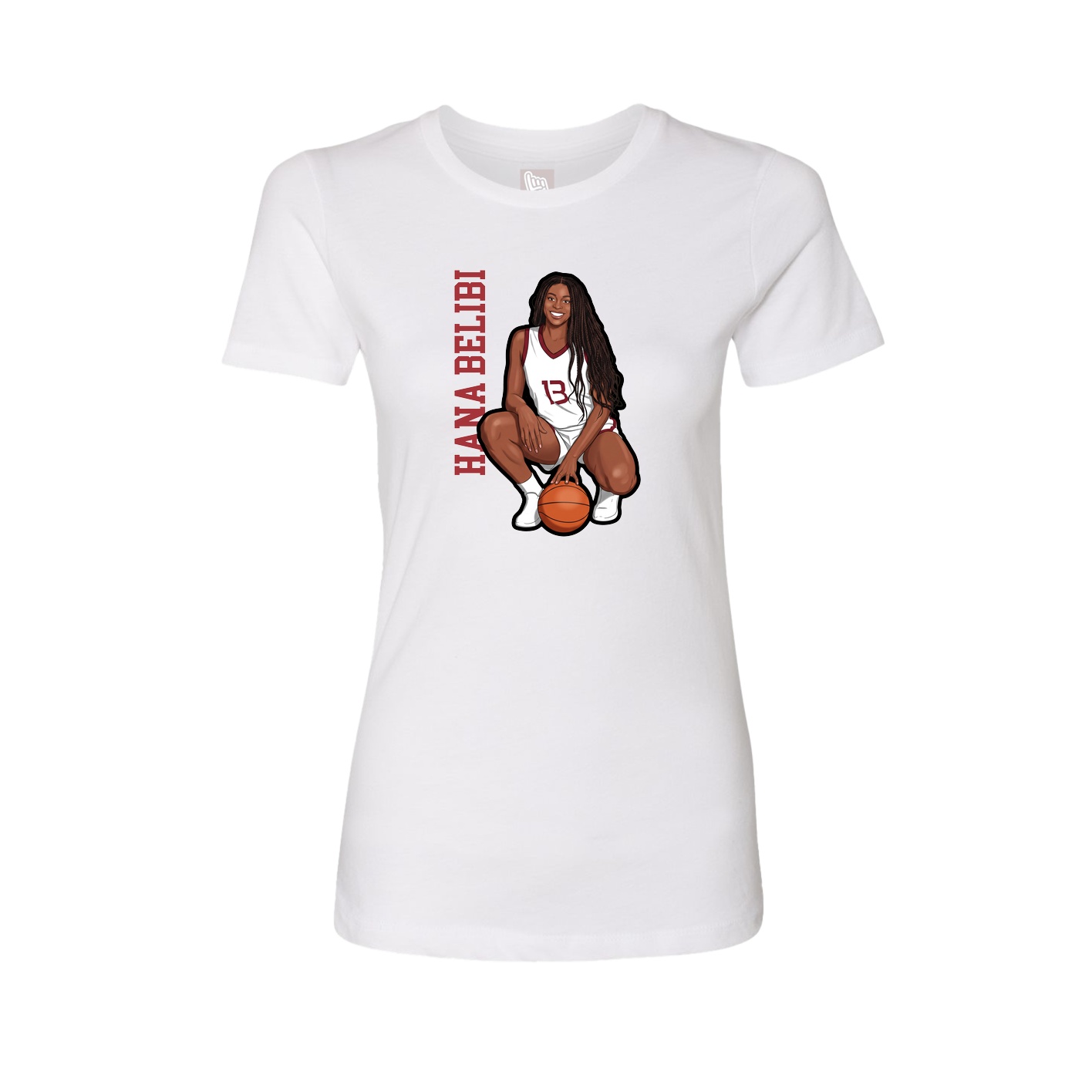 Fitted Women's Tee — Name Vertical in White