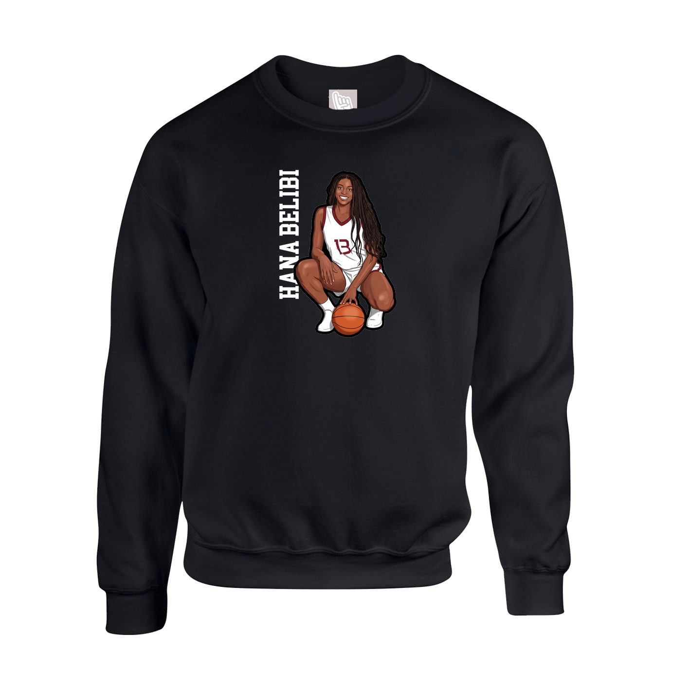 Fleece Crew — Name Vertical in Black