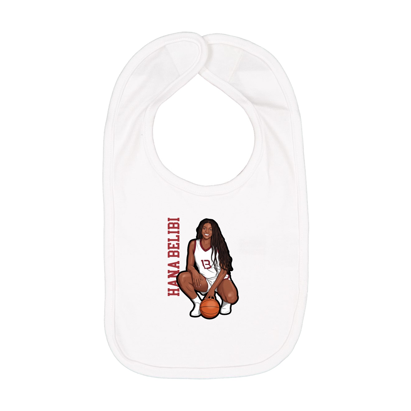 Infant Bib — Name Vertical in White