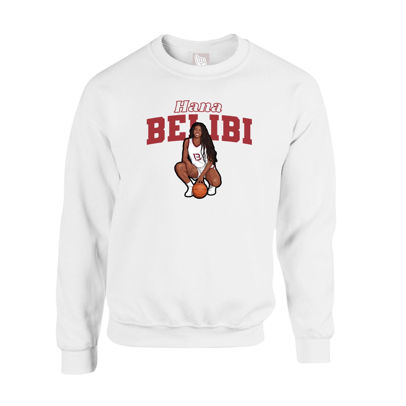 Fleece Crew — Name Arch in White