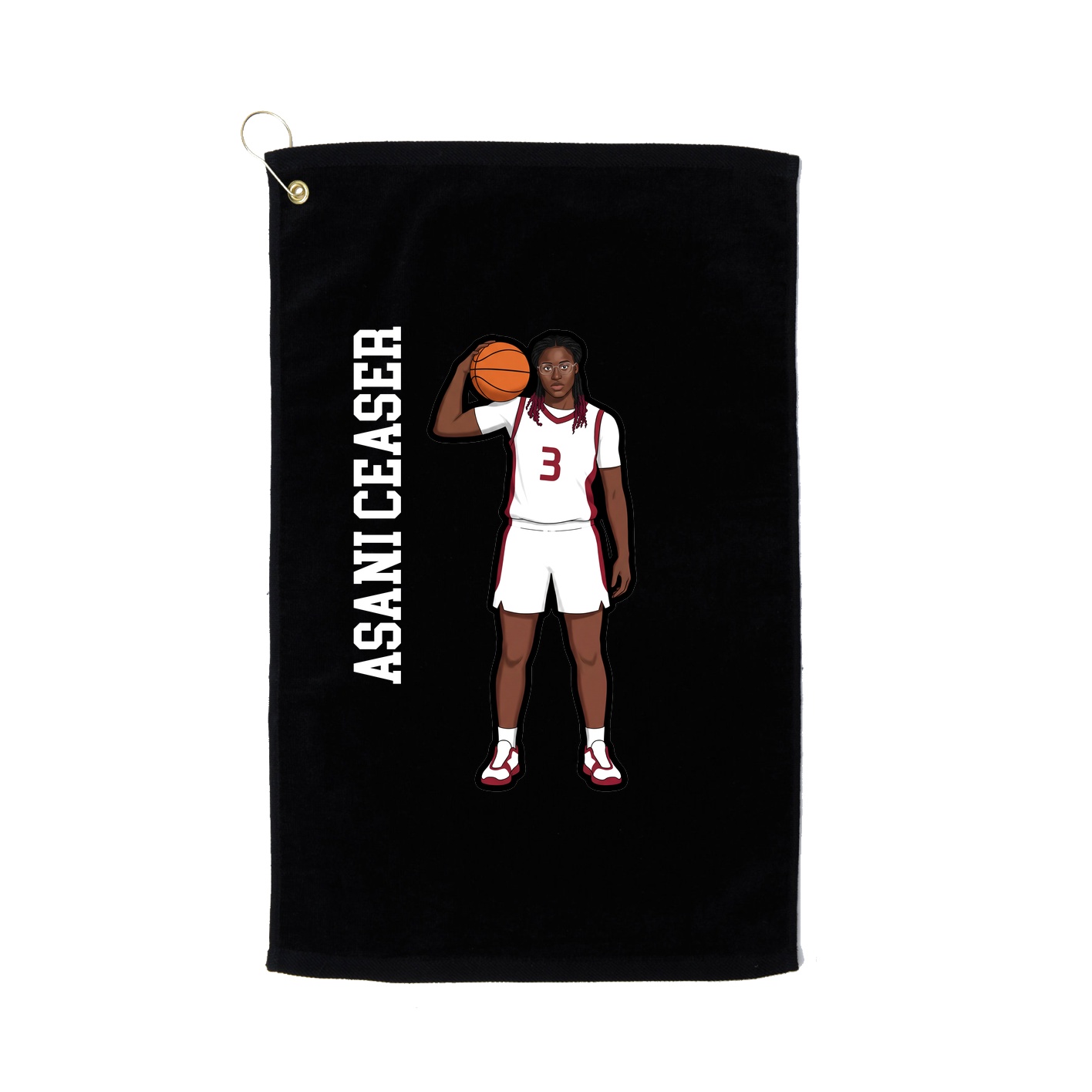 Golf Towel — Name Vertical in Black