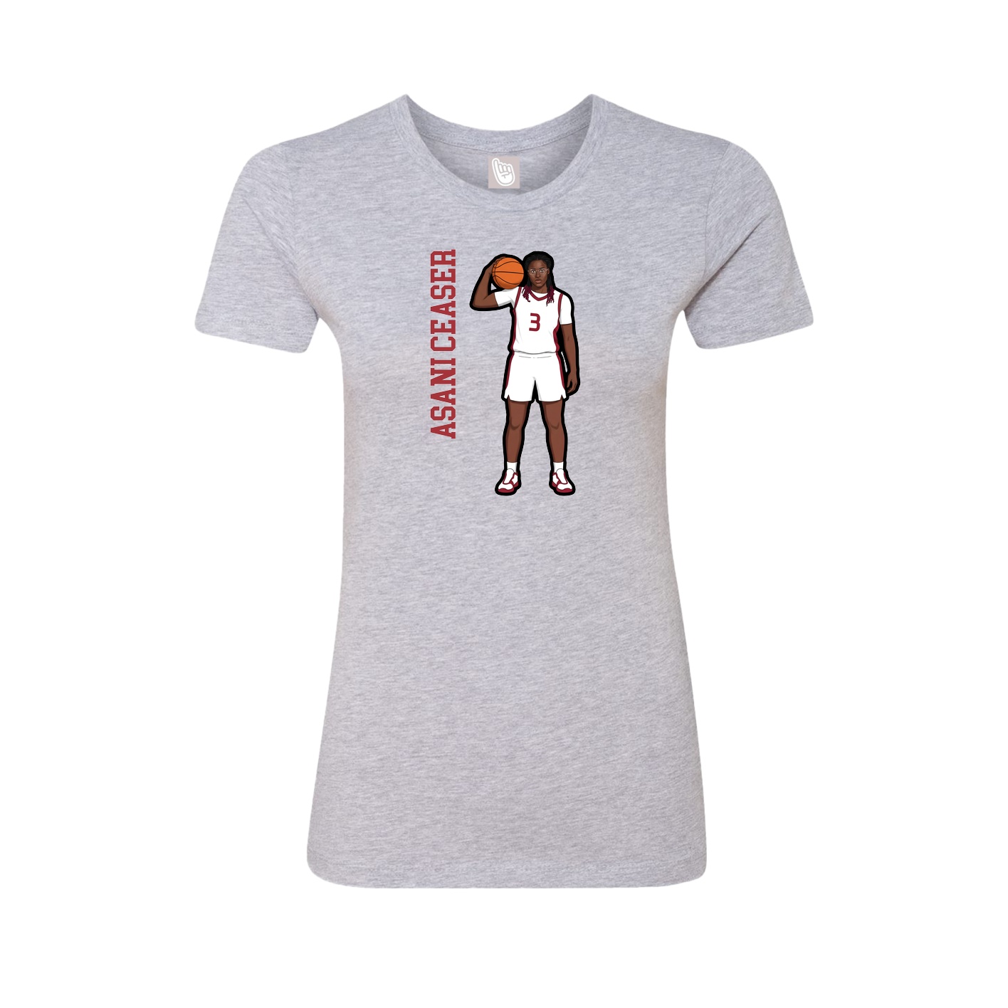 Fitted Women's Tee — Name Vertical in Grey