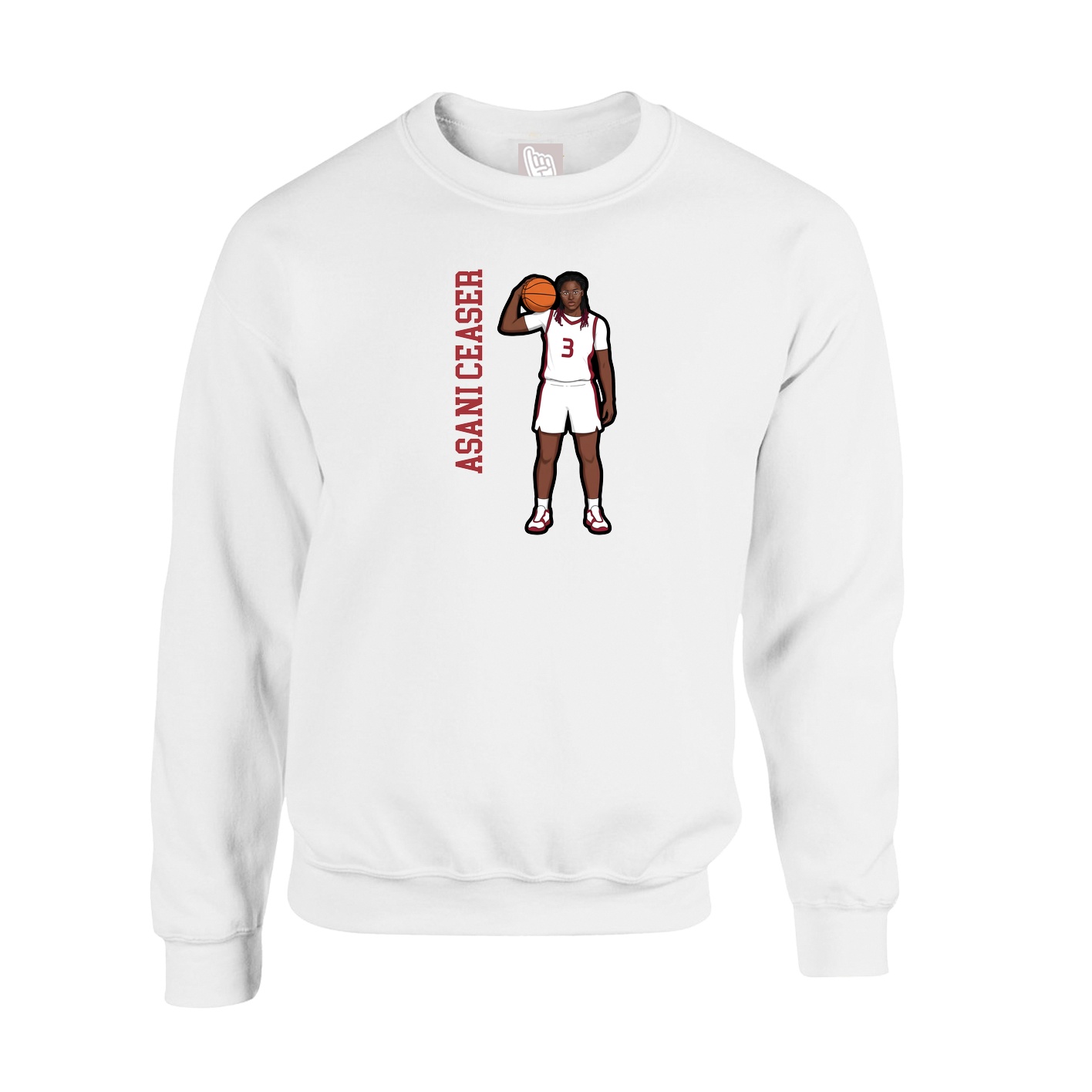 Fleece Crew — Name Vertical in White