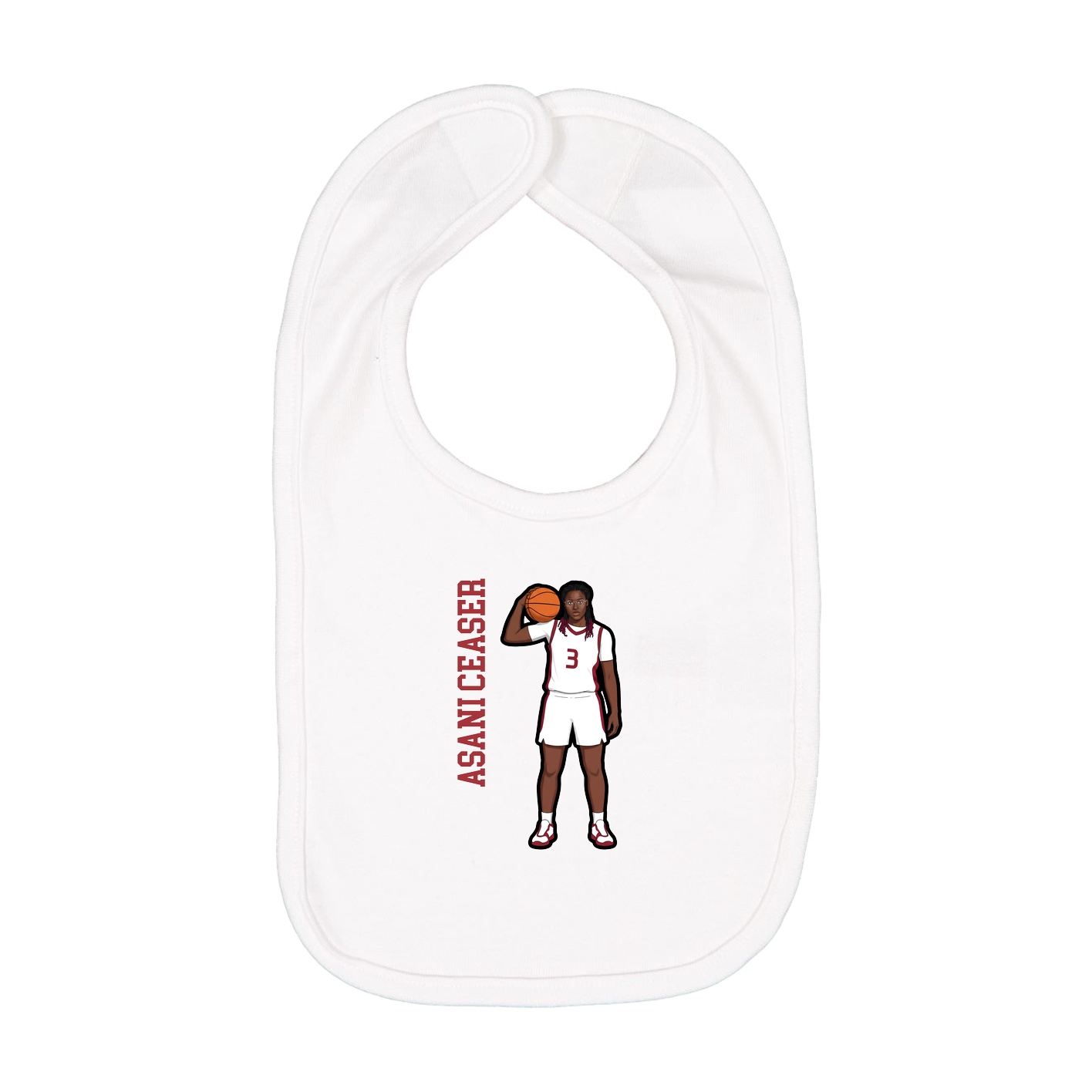 Infant Bib — Name Vertical in White