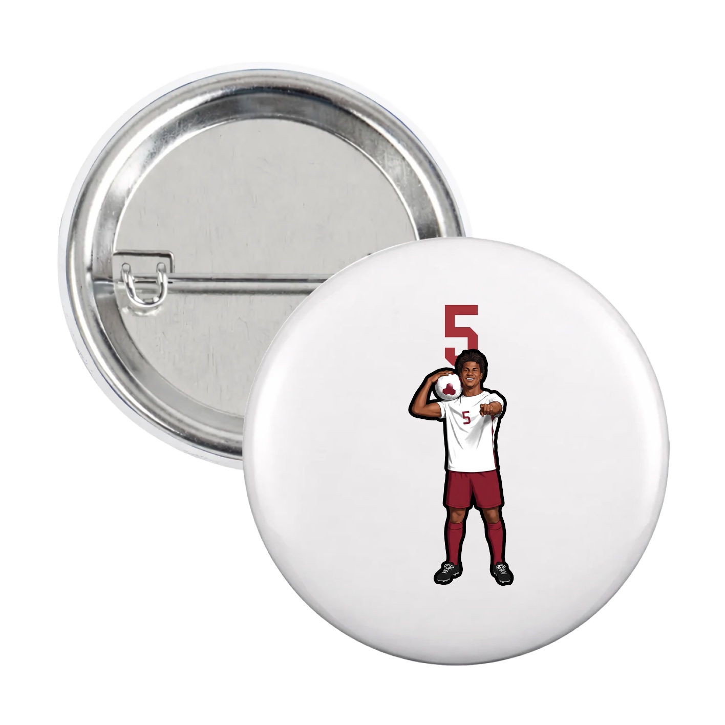 Game Day Button — Number Top in White