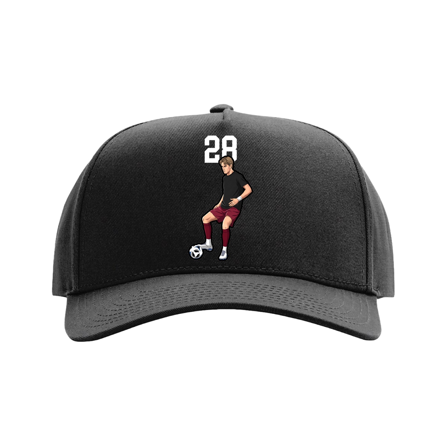 Full Fabric Five-Panel Champ Cap — Number Top in Black