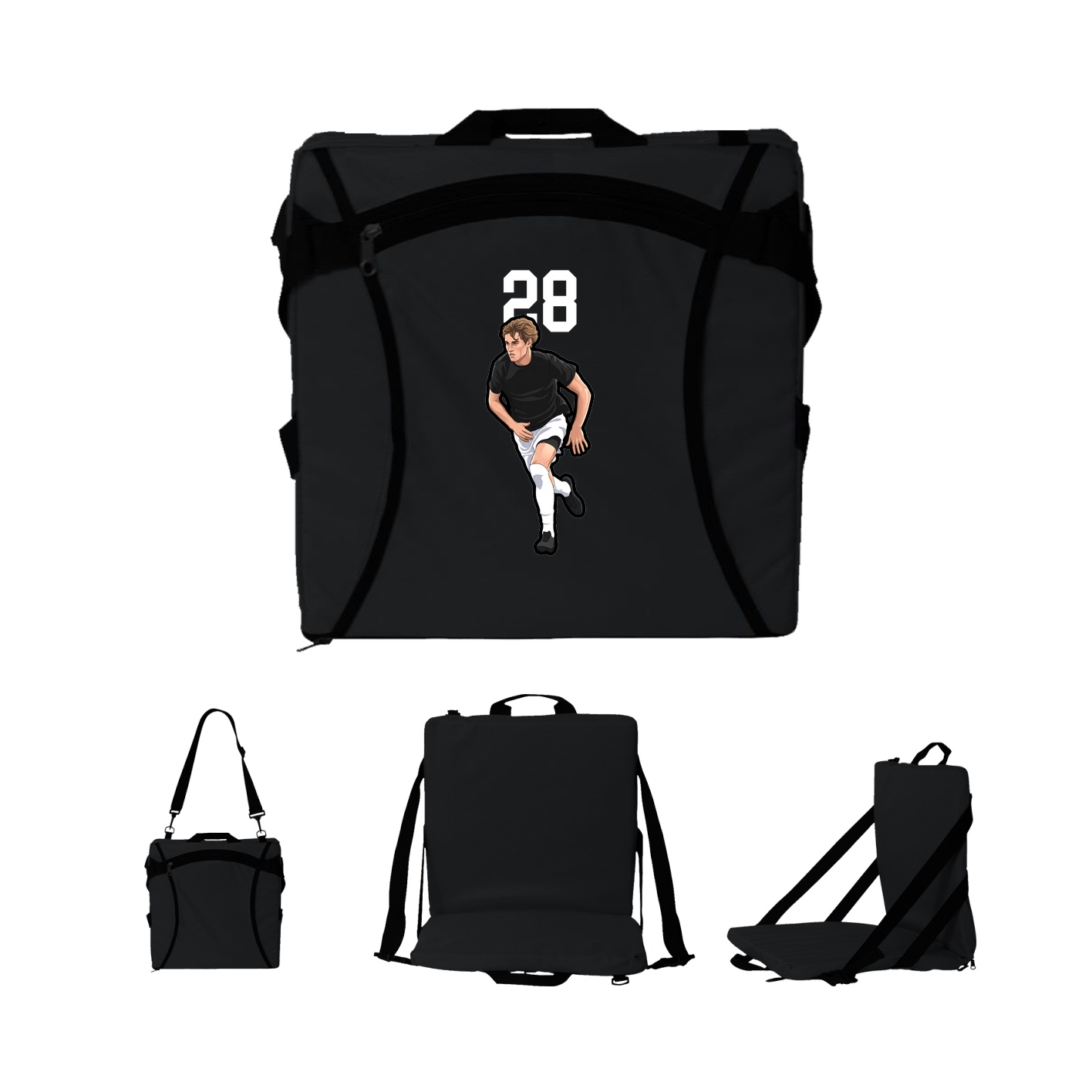 Folding Stadium Seat — Number Top in Black