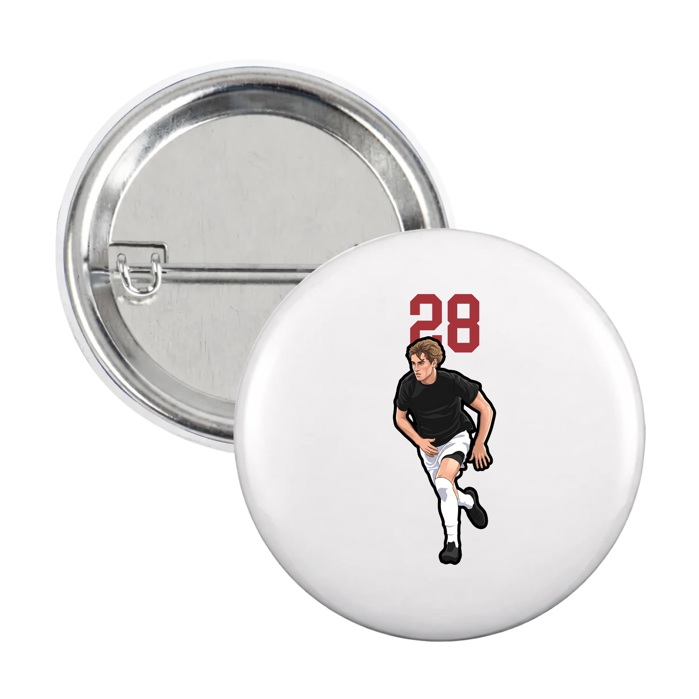 Game Day Button — Number Top in White
