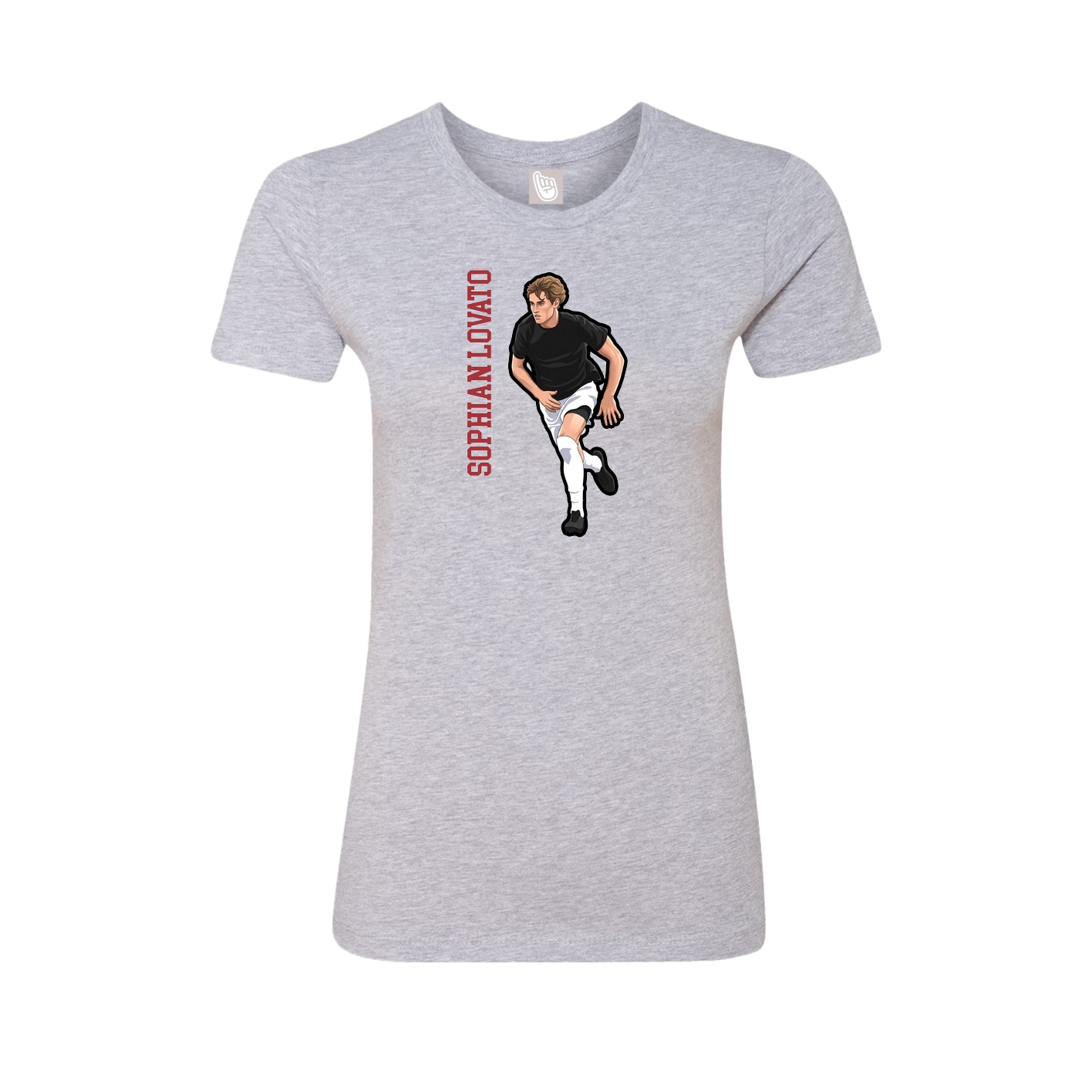 Fitted Women's Tee — Name Vertical in Grey