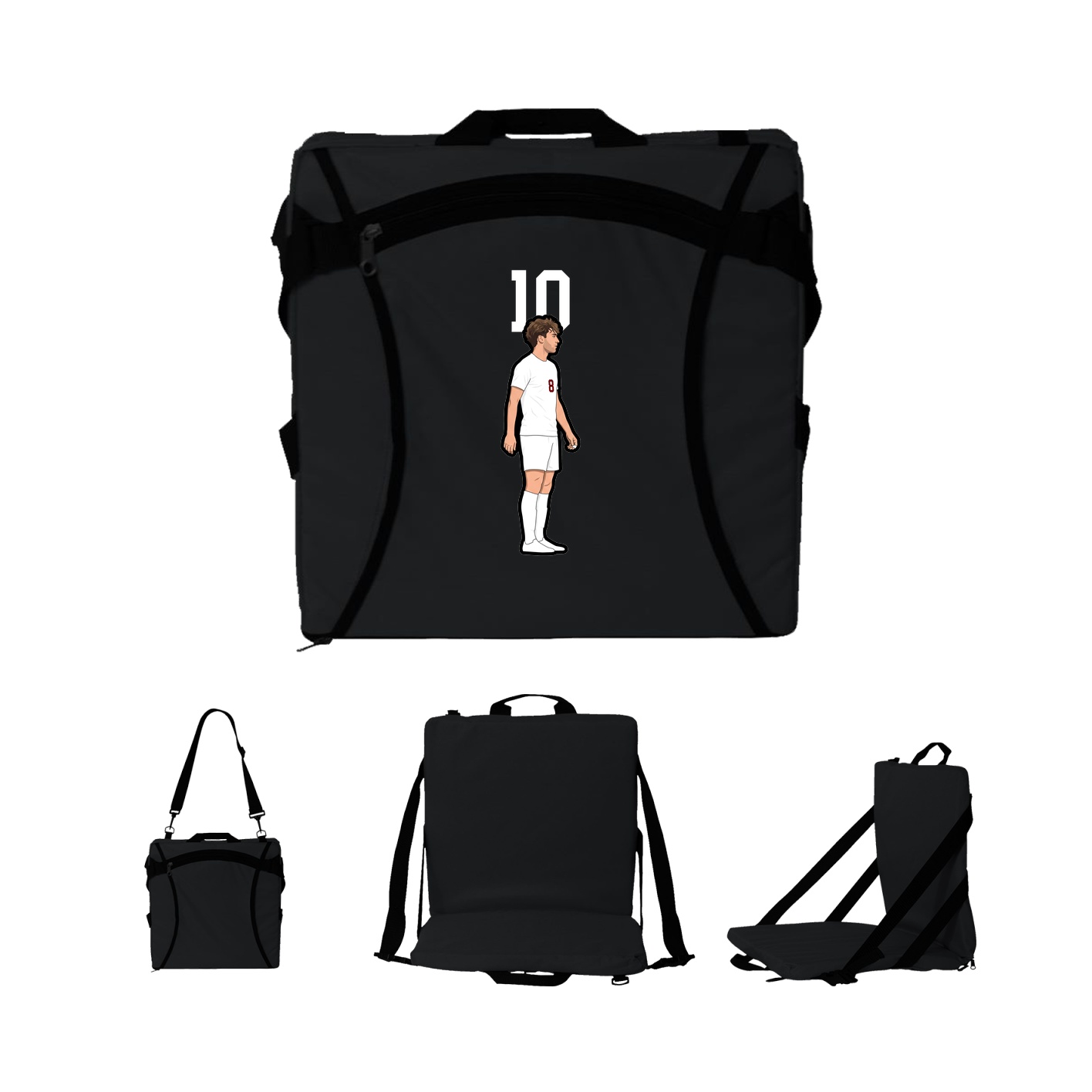 Folding Stadium Seat — Number Top in Black