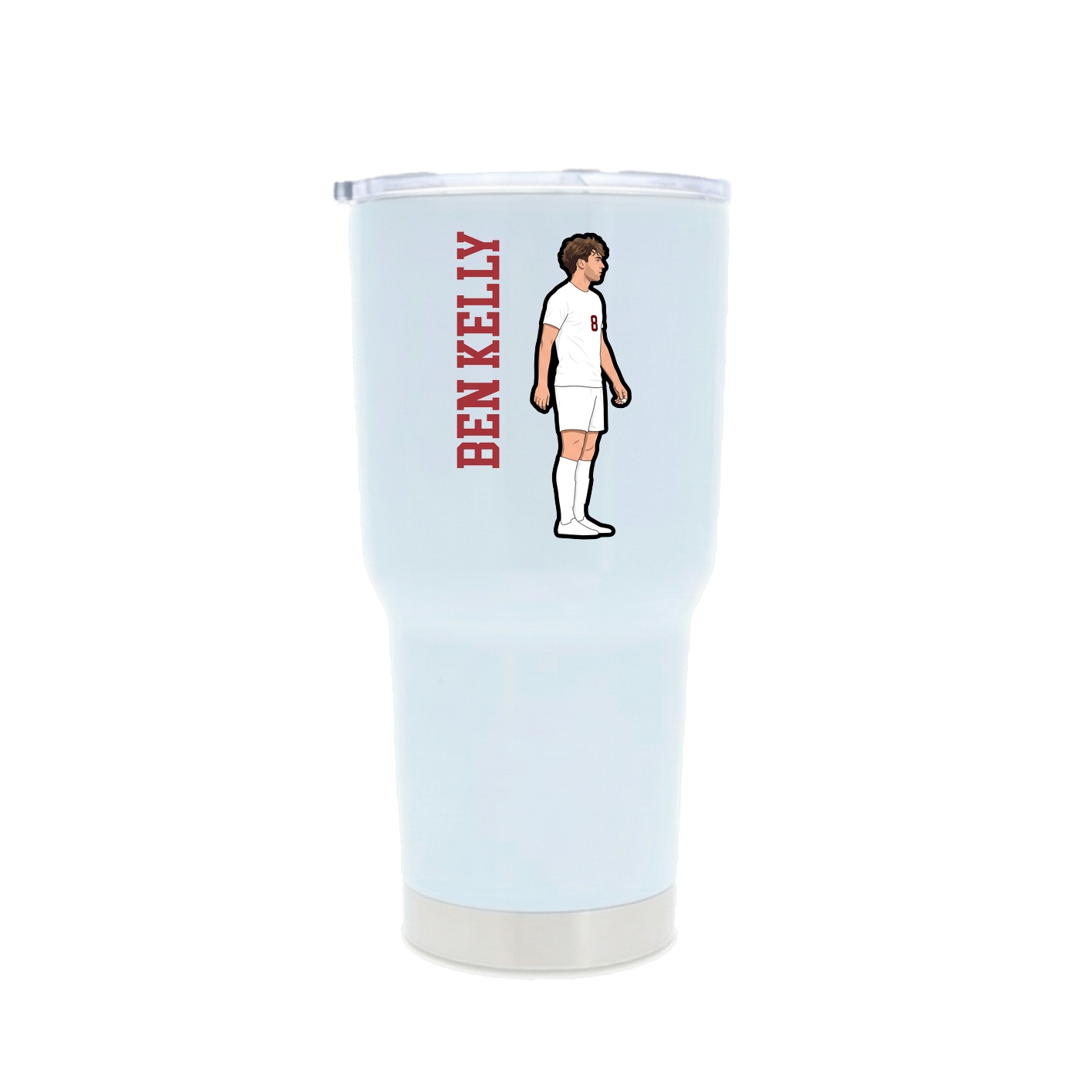 30oz Stainless Steel Tumbler — Name Vertical in White