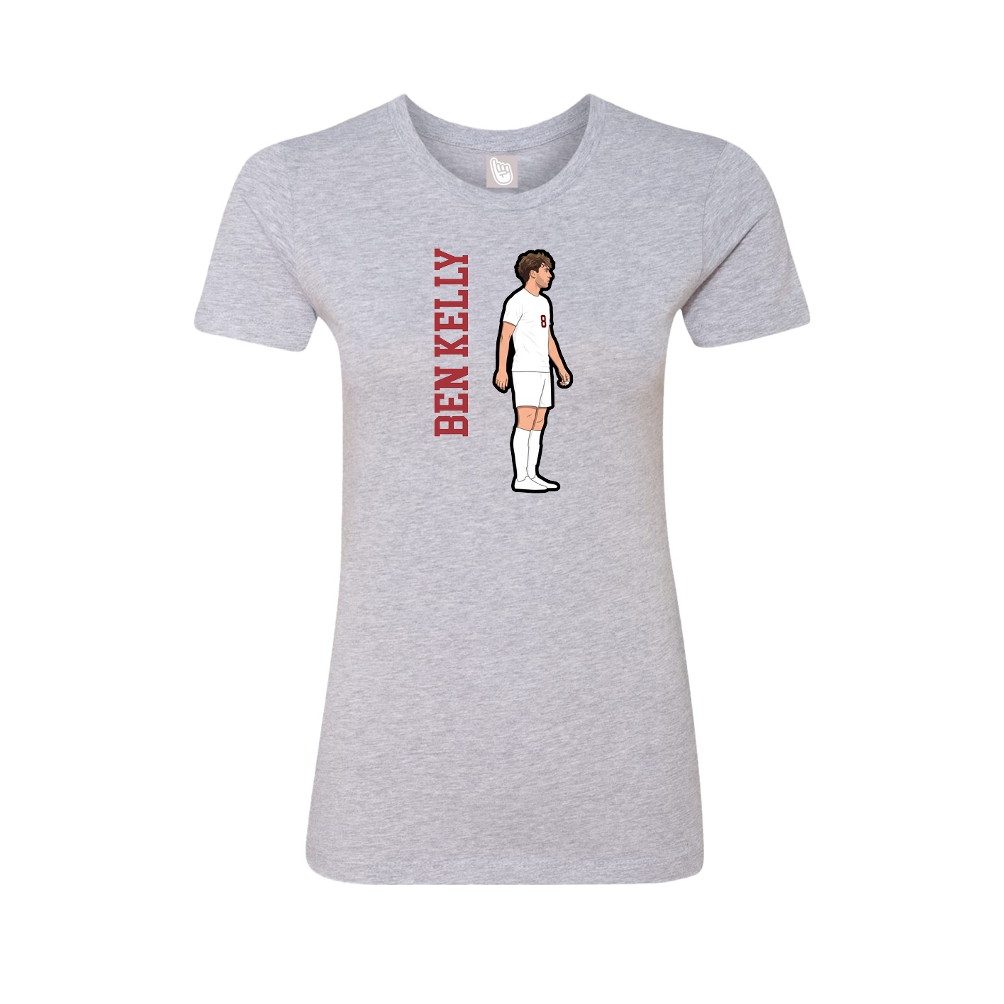 Fitted Women's Tee — Name Vertical in Grey