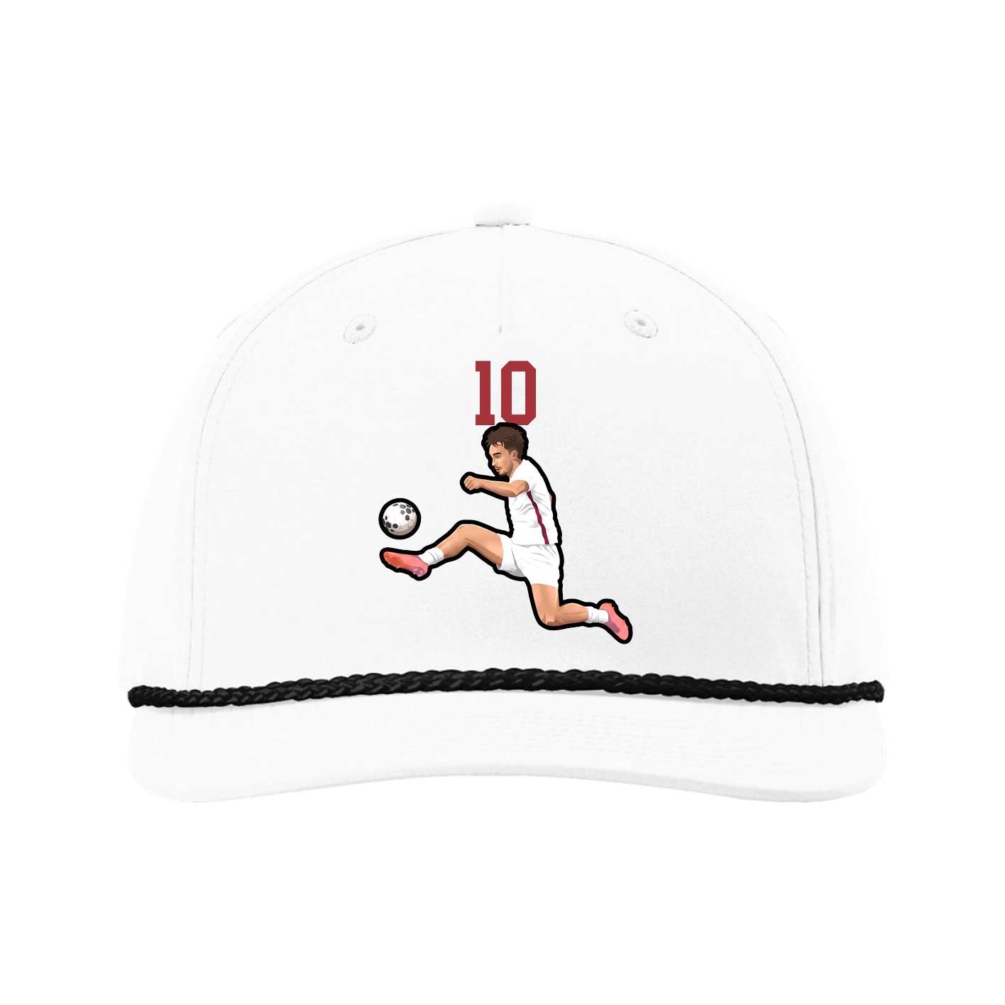 Five-Panel Classic Rope Cap — Number Top in White