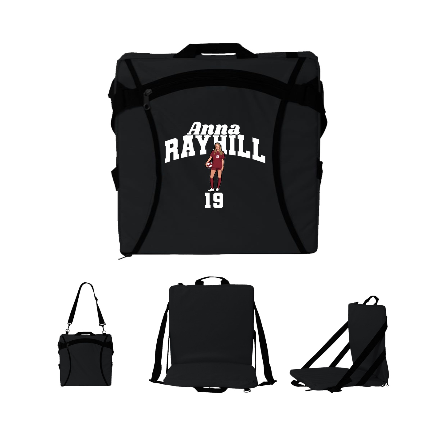 Folding Stadium Seat — Signature Arch in Black
