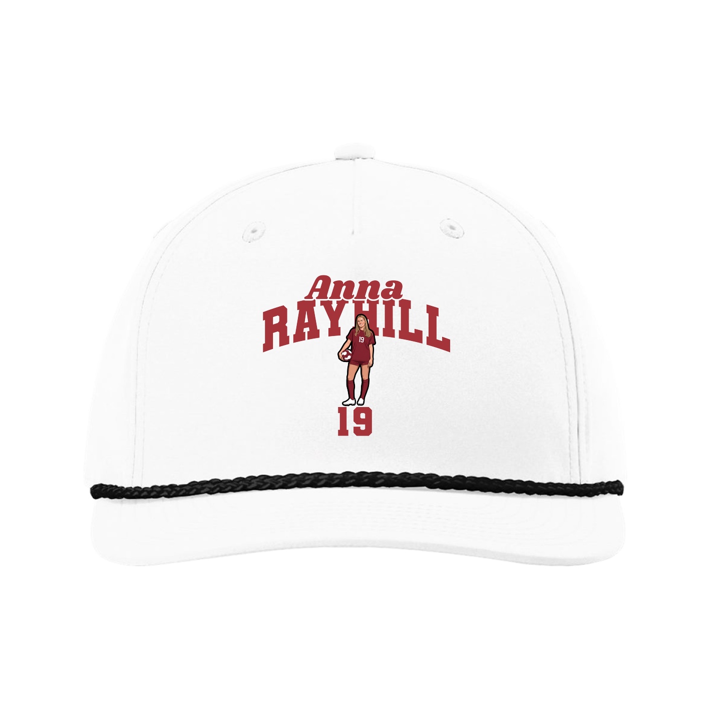 Five-Panel Classic Rope Cap — Signature Arch in White