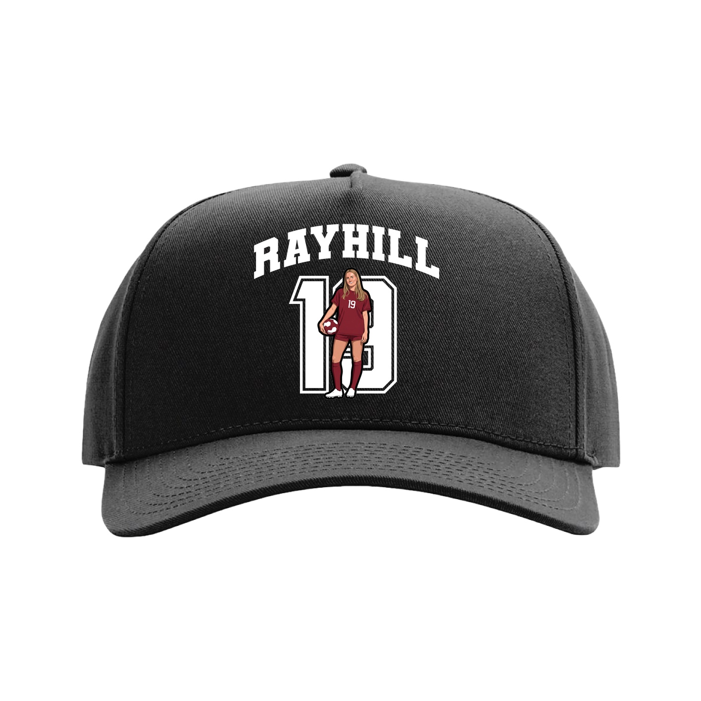 Full Fabric Five-Panel Champ Cap — Number in Black