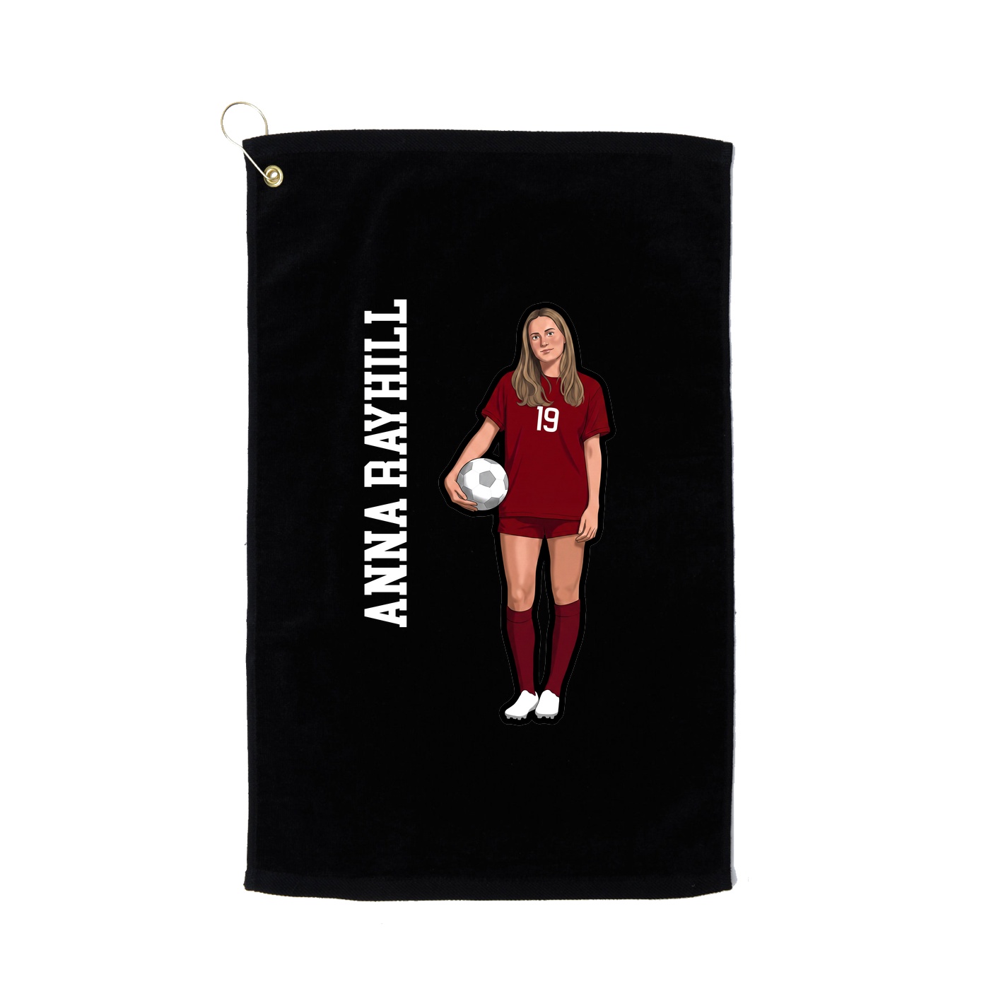 Golf Towel — Name Vertical in Black