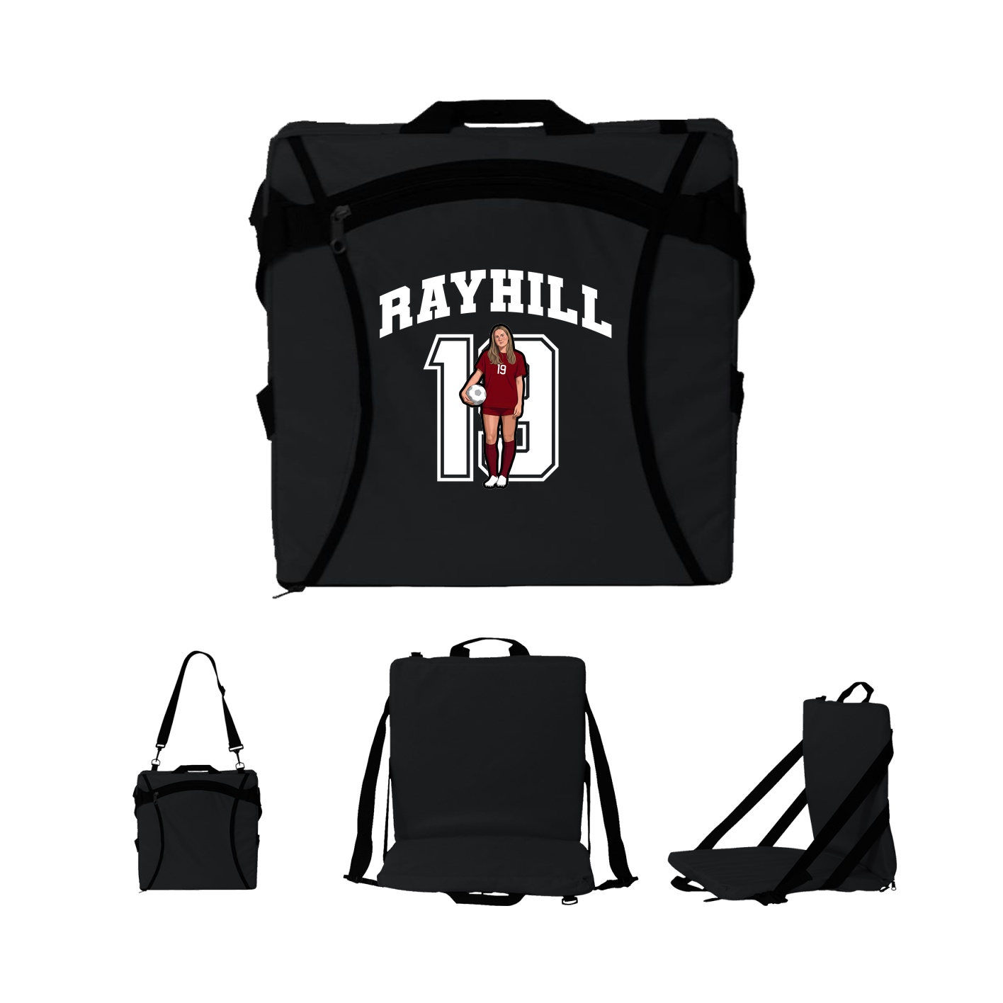 Folding Stadium Seat — Number in Black