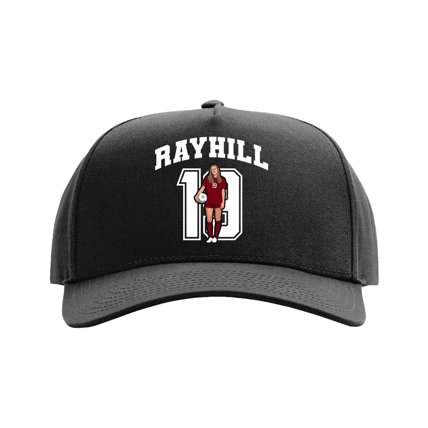 Full Fabric Five-Panel Champ Cap — Number in Black