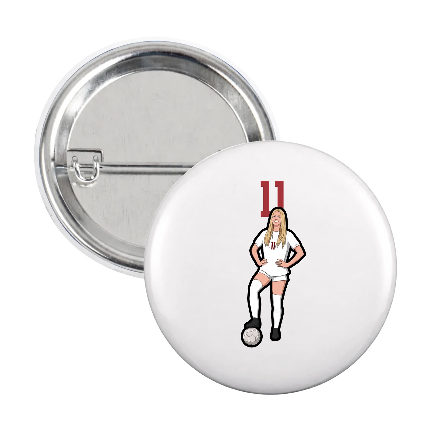 Game Day Button — Number Top in White