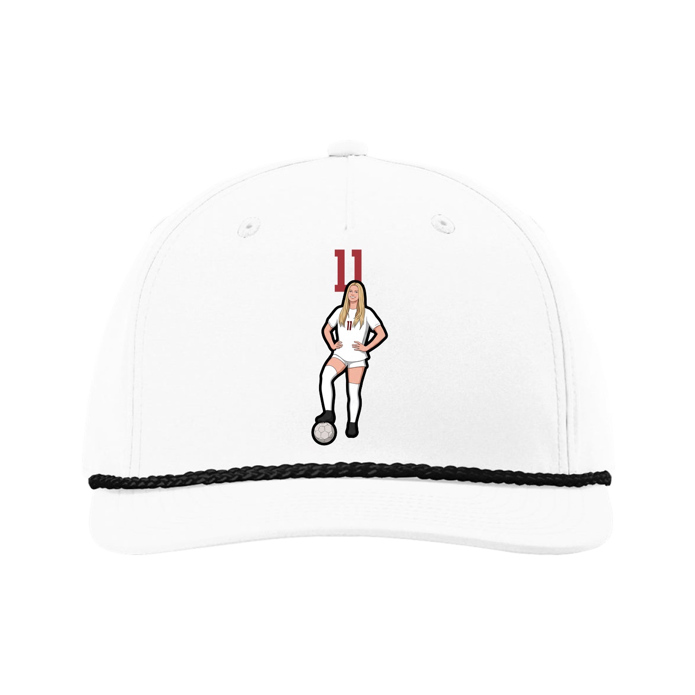 Five-Panel Classic Rope Cap — Number Top in White