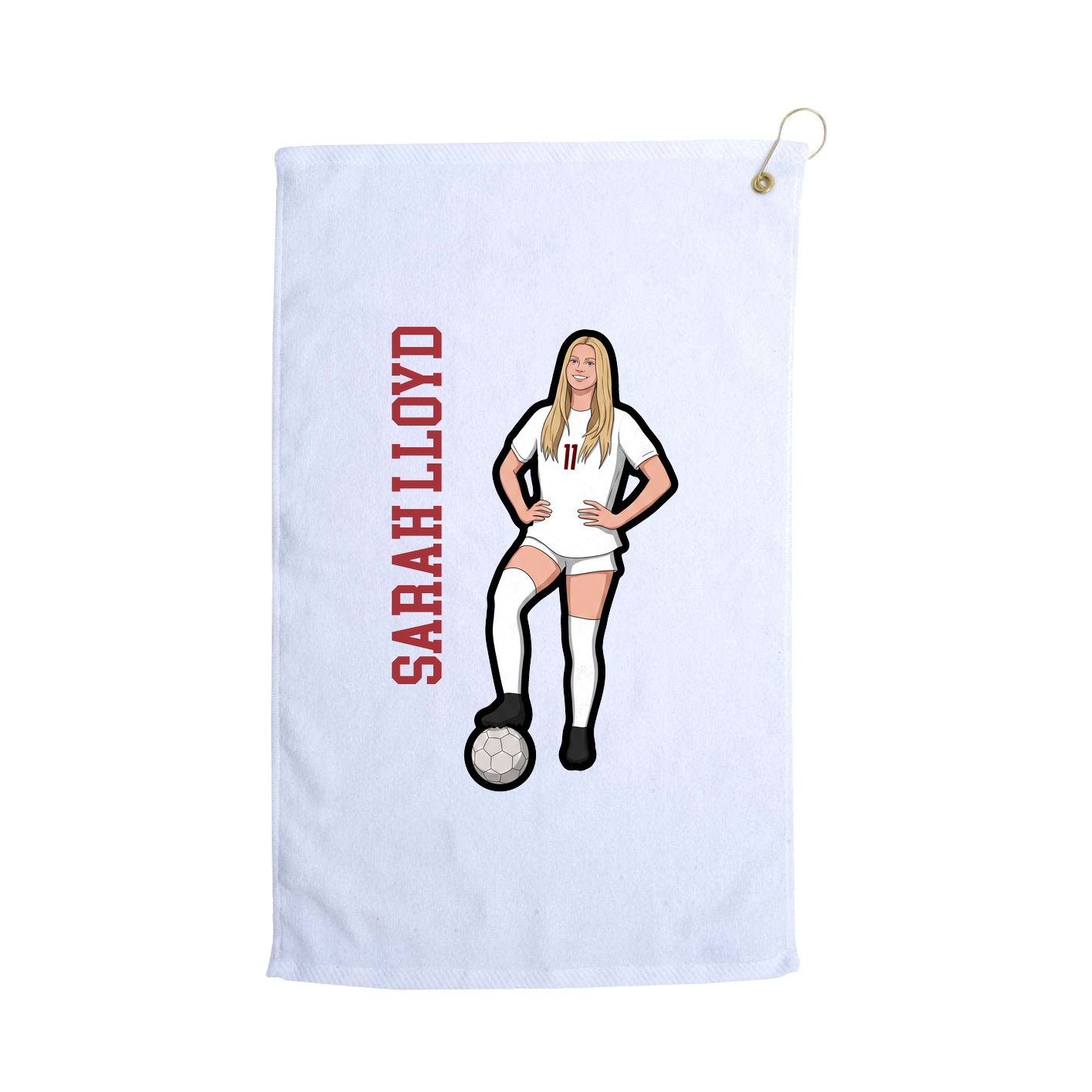 Golf Towel — Name Vertical in White