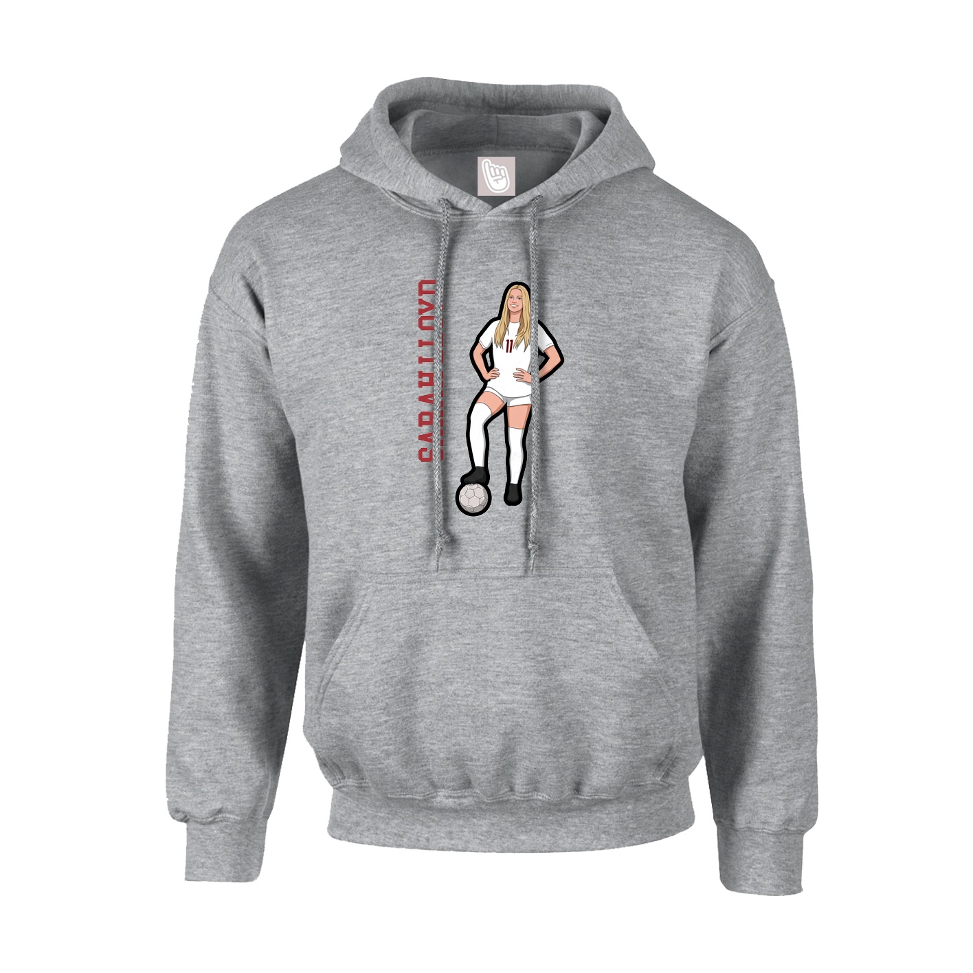 Hoodie — Name Vertical in Grey