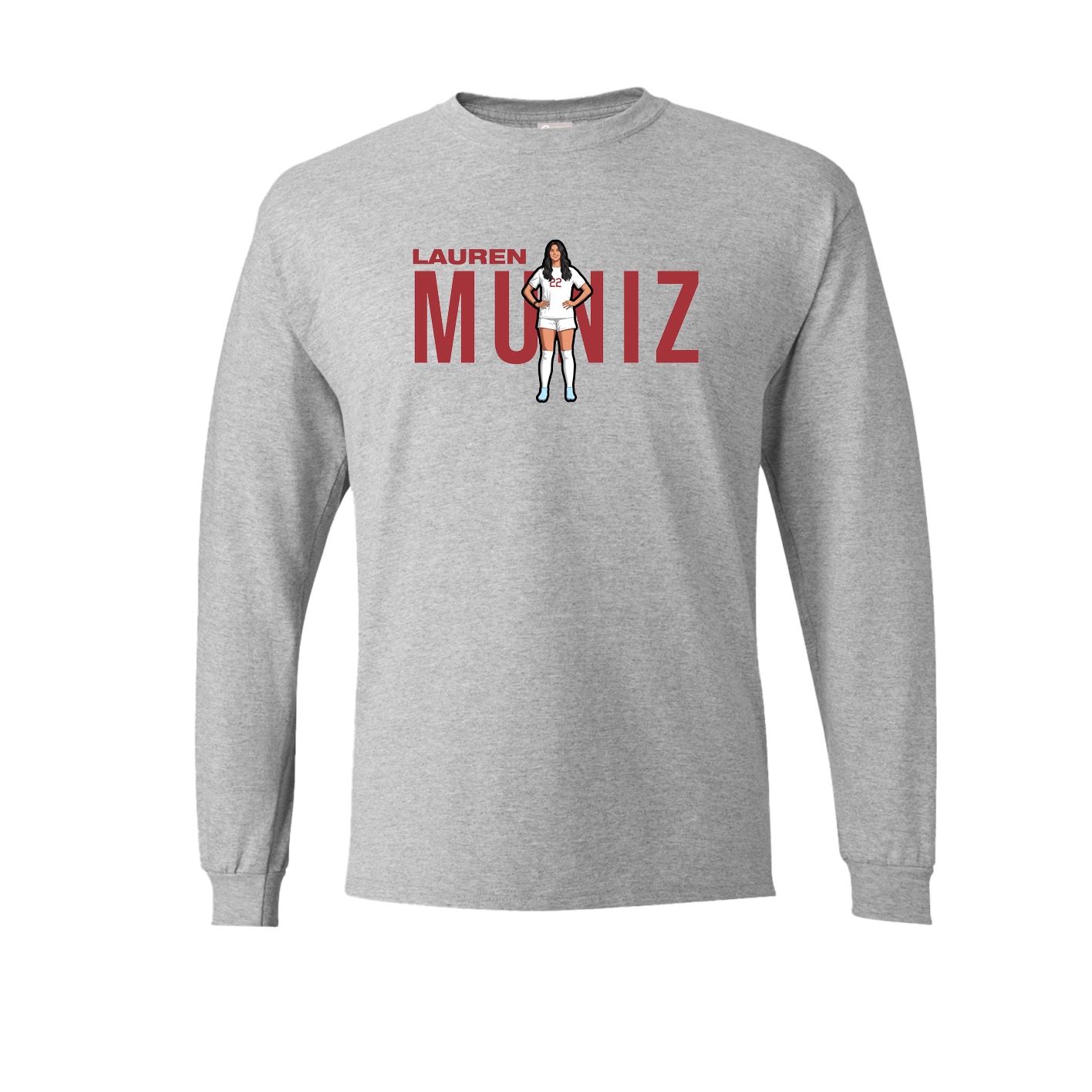 Long Sleeve Tee — Player Name in Grey