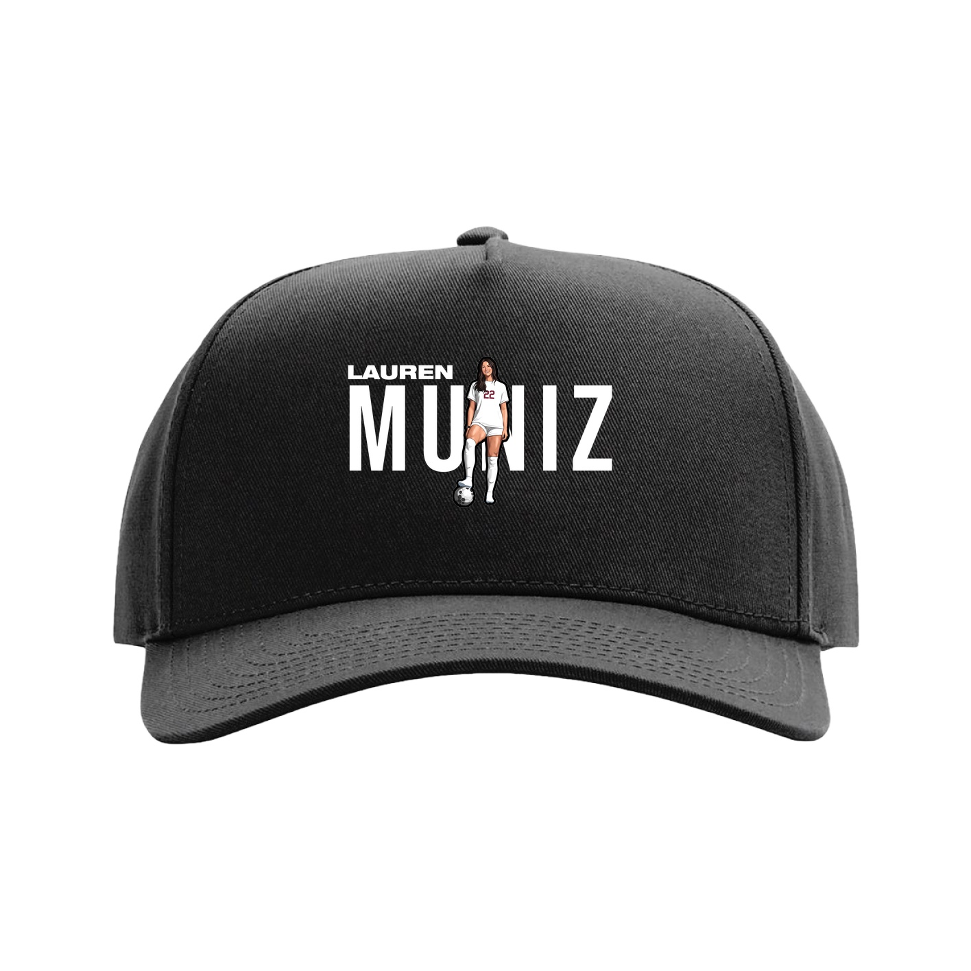 Full Fabric Five-Panel Champ Cap — Player Name in Black